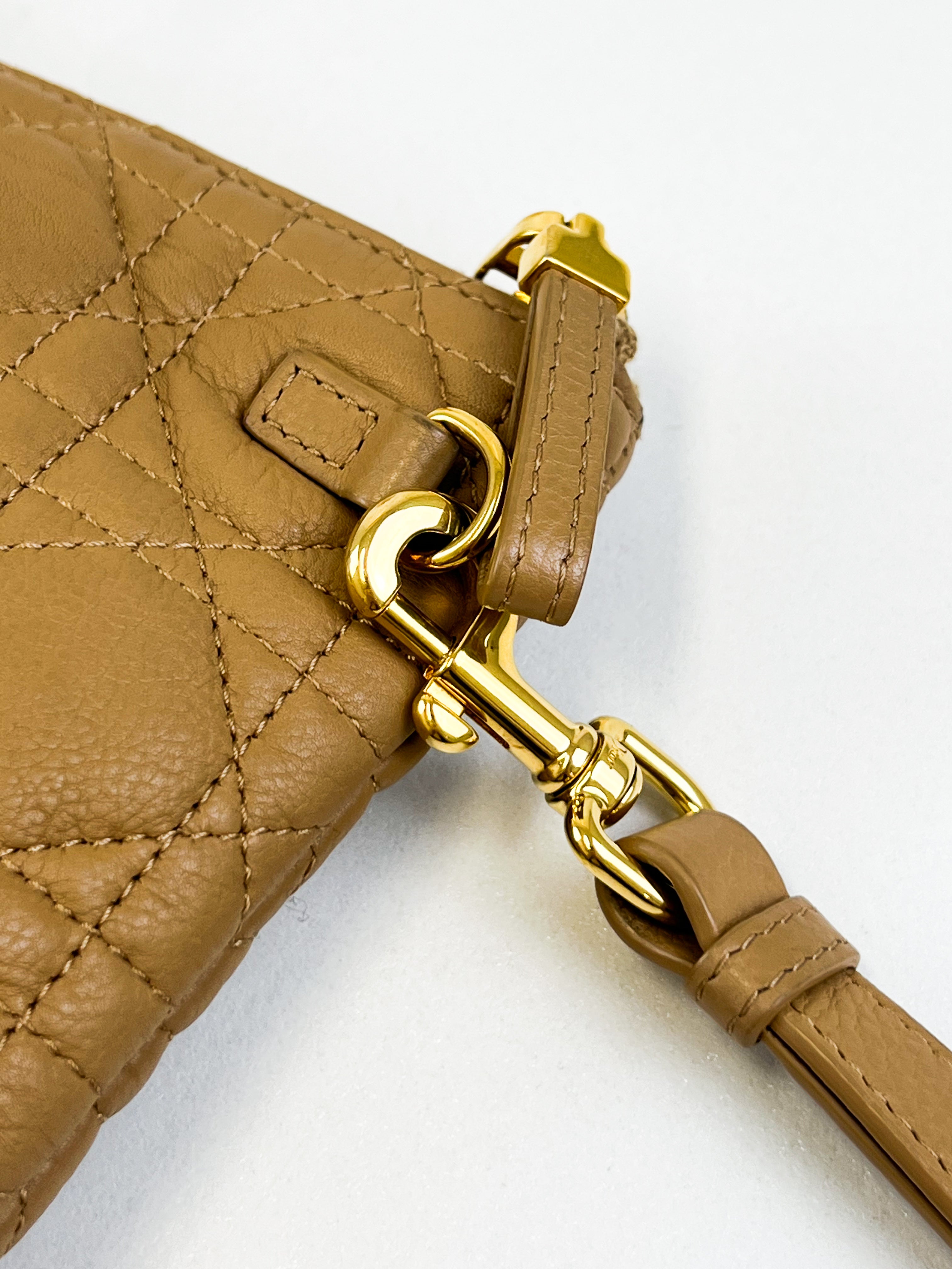 Christian Dior Caro Caramel Large Daily Cannage Quilted Leather Pouch