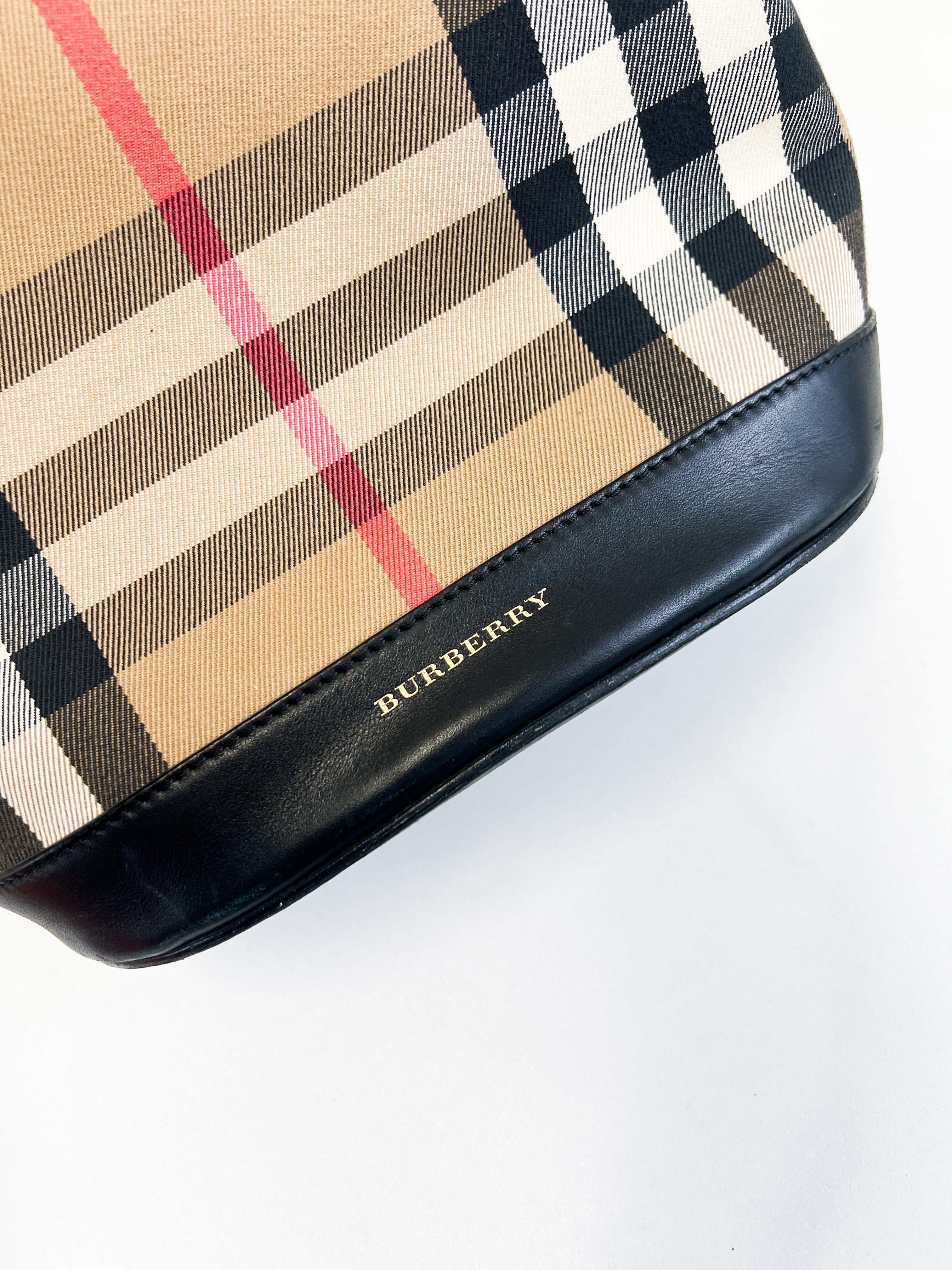 Burberry House Check & Leather Bucket Bag