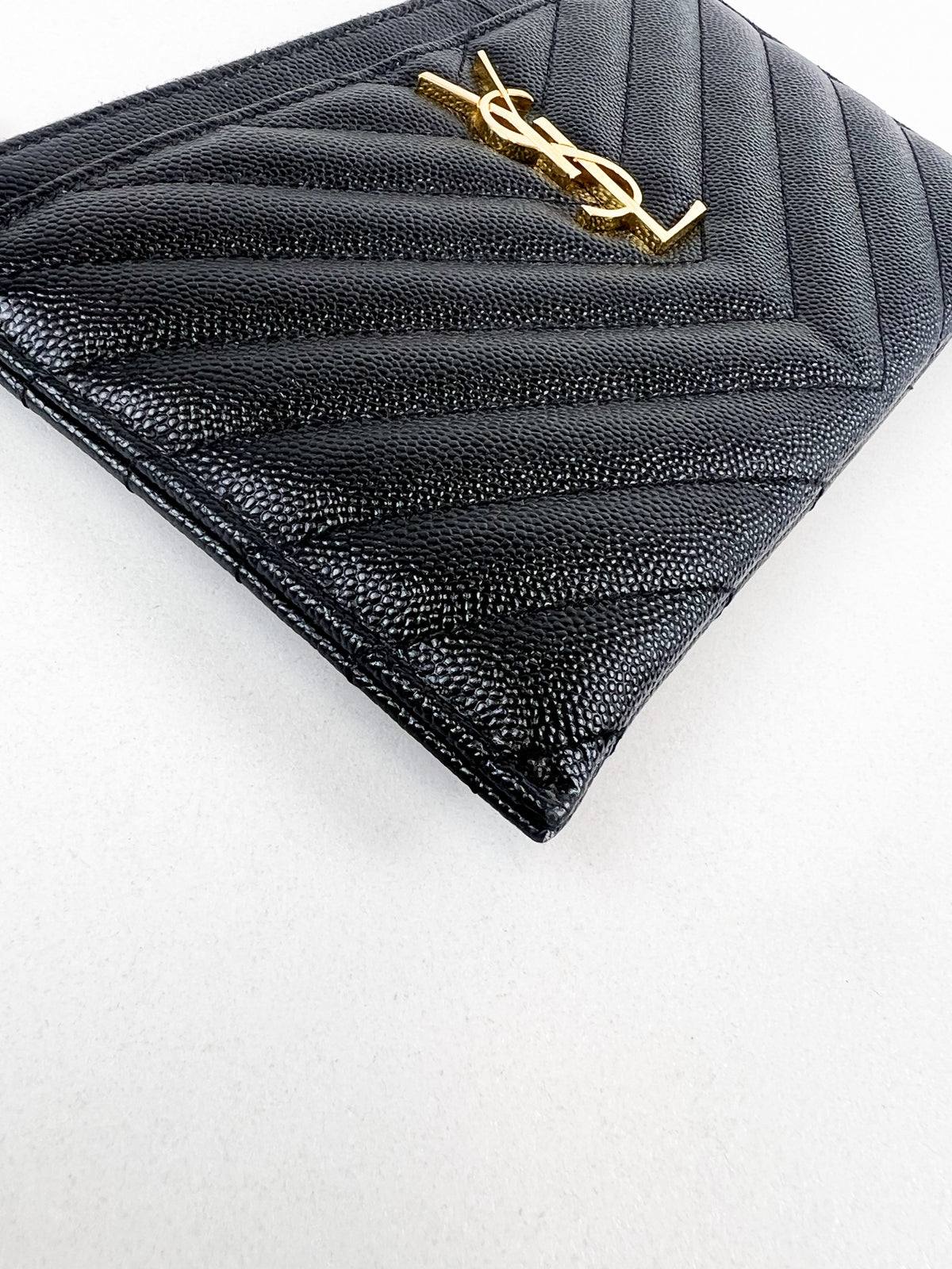 Saint Laurent Cassandre Metelasse Pouch in Grain De Poudre Leather with GHW