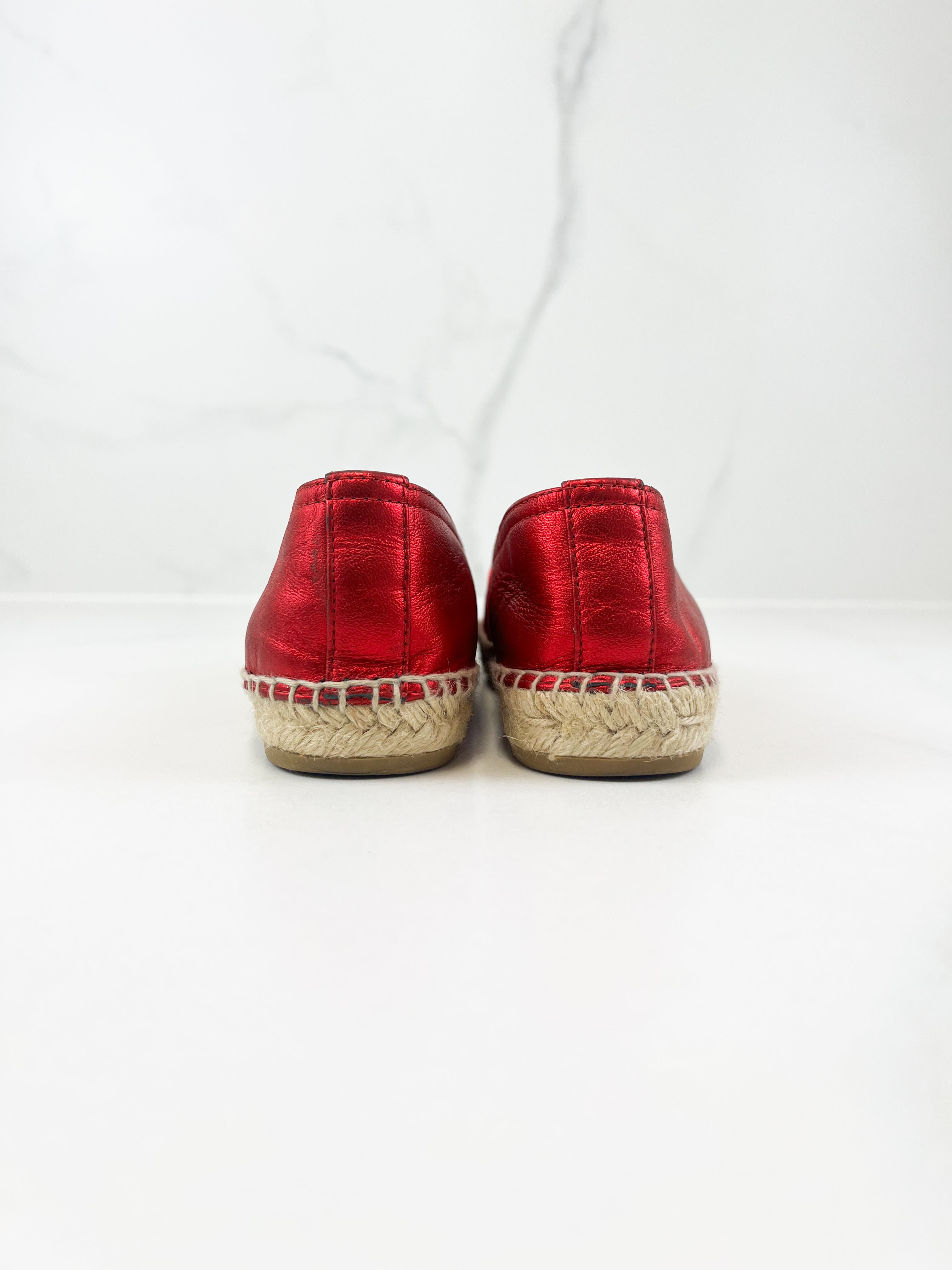 Saint Laurent Monogram Metallic Espadrilles Size 36