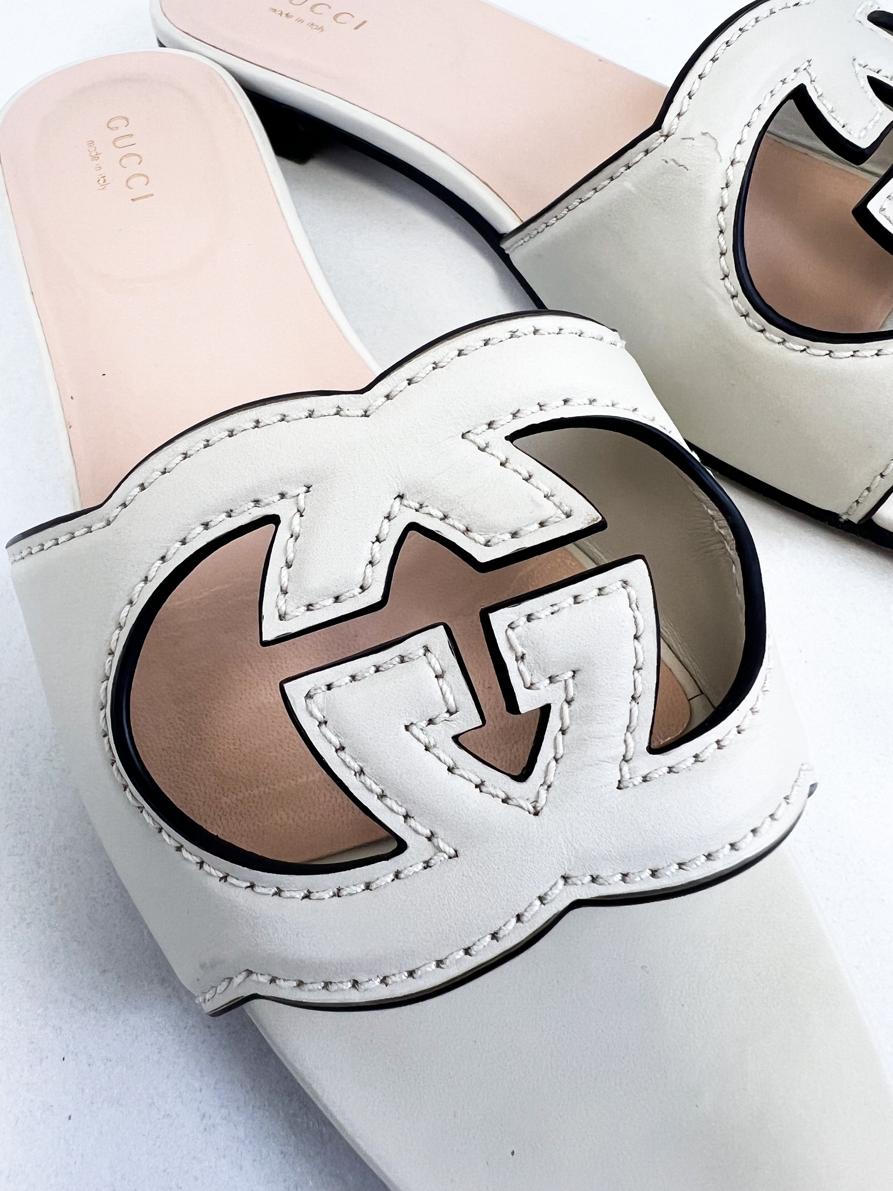 Gucci Interlocking G Cut Out Sandals Size 38.5