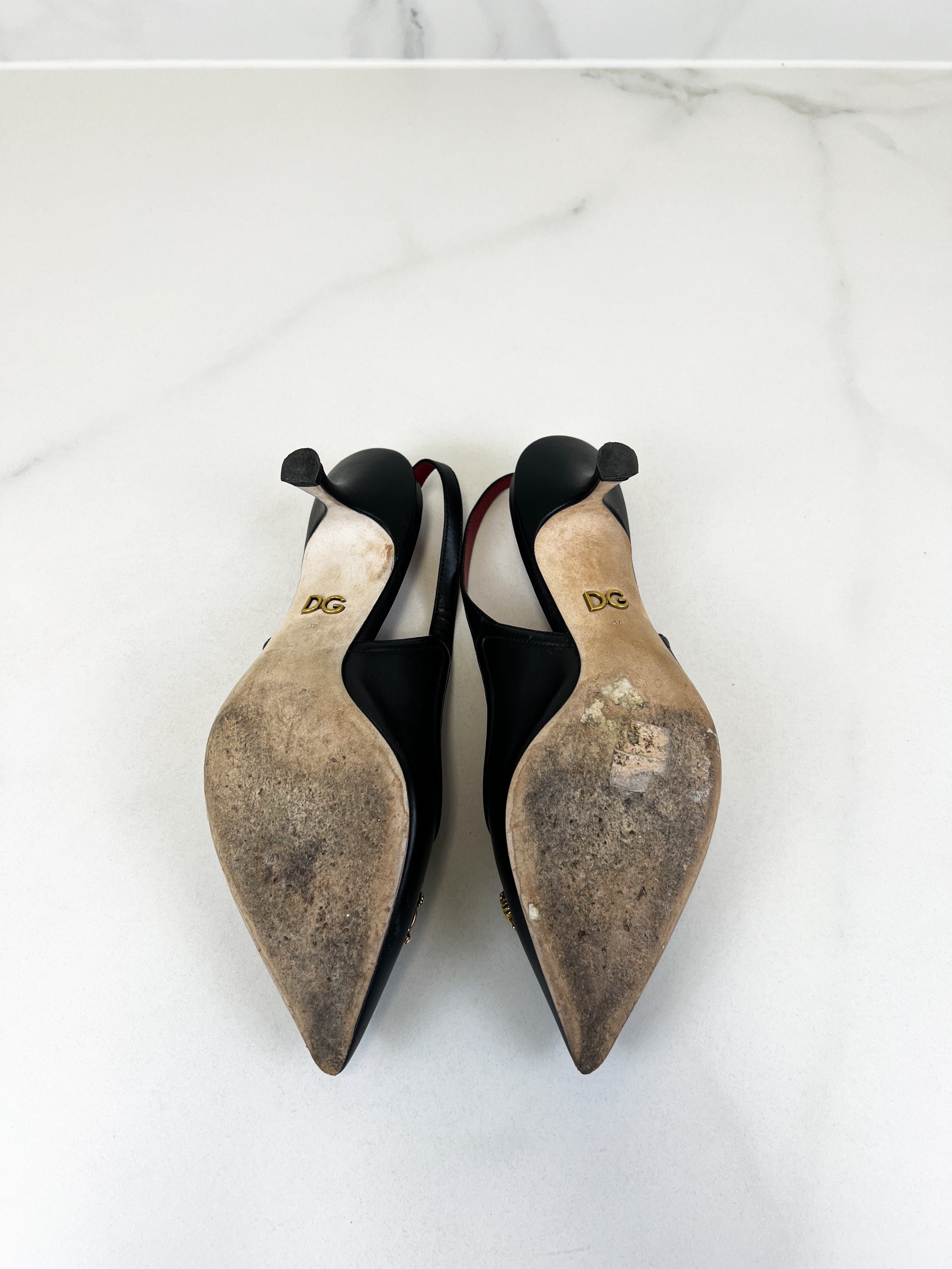 Dolce & Gabbana Black Slingback Pump 55mm Size 37