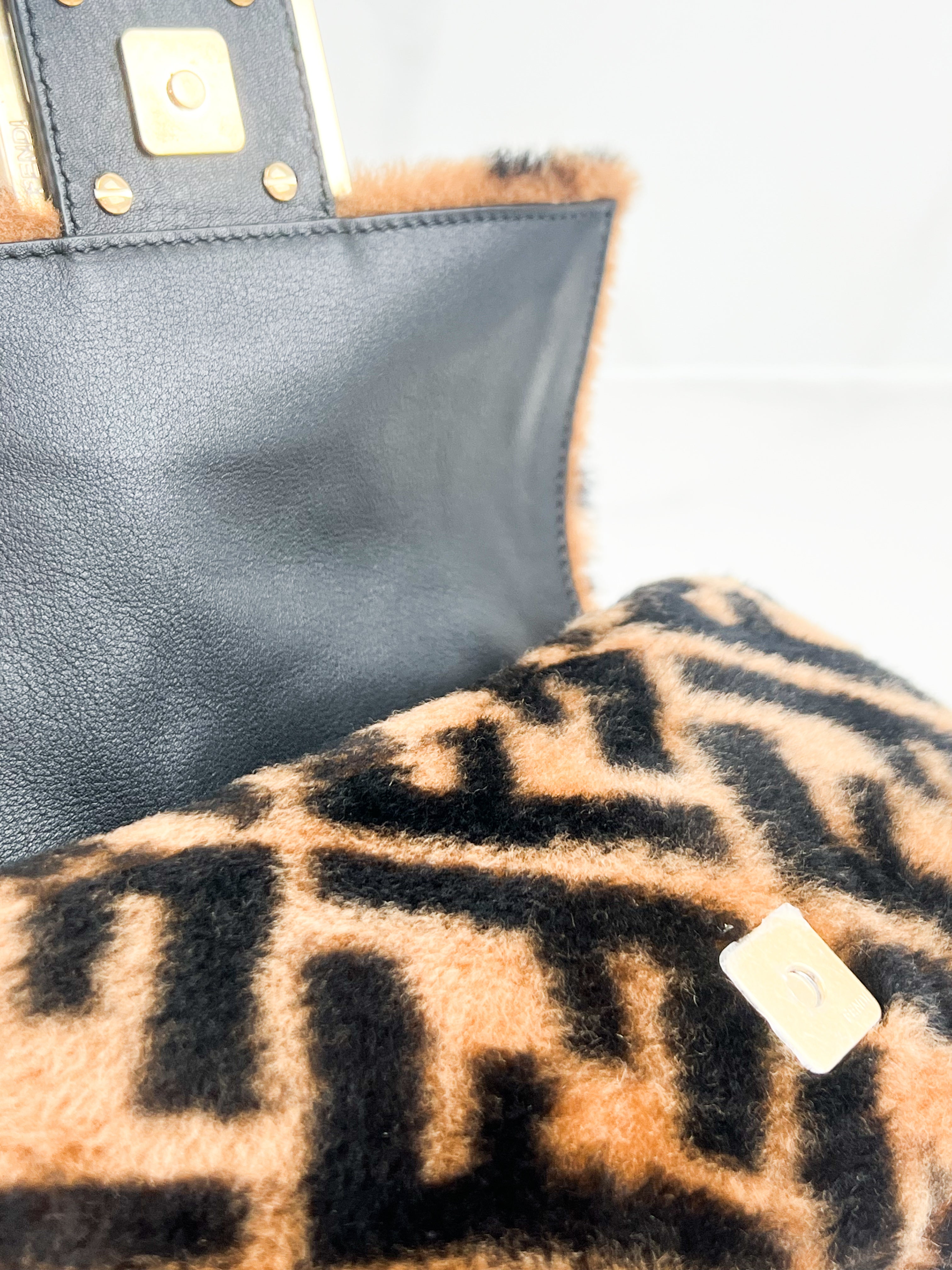 Fendi FF Baguette Shearling Mini Bag