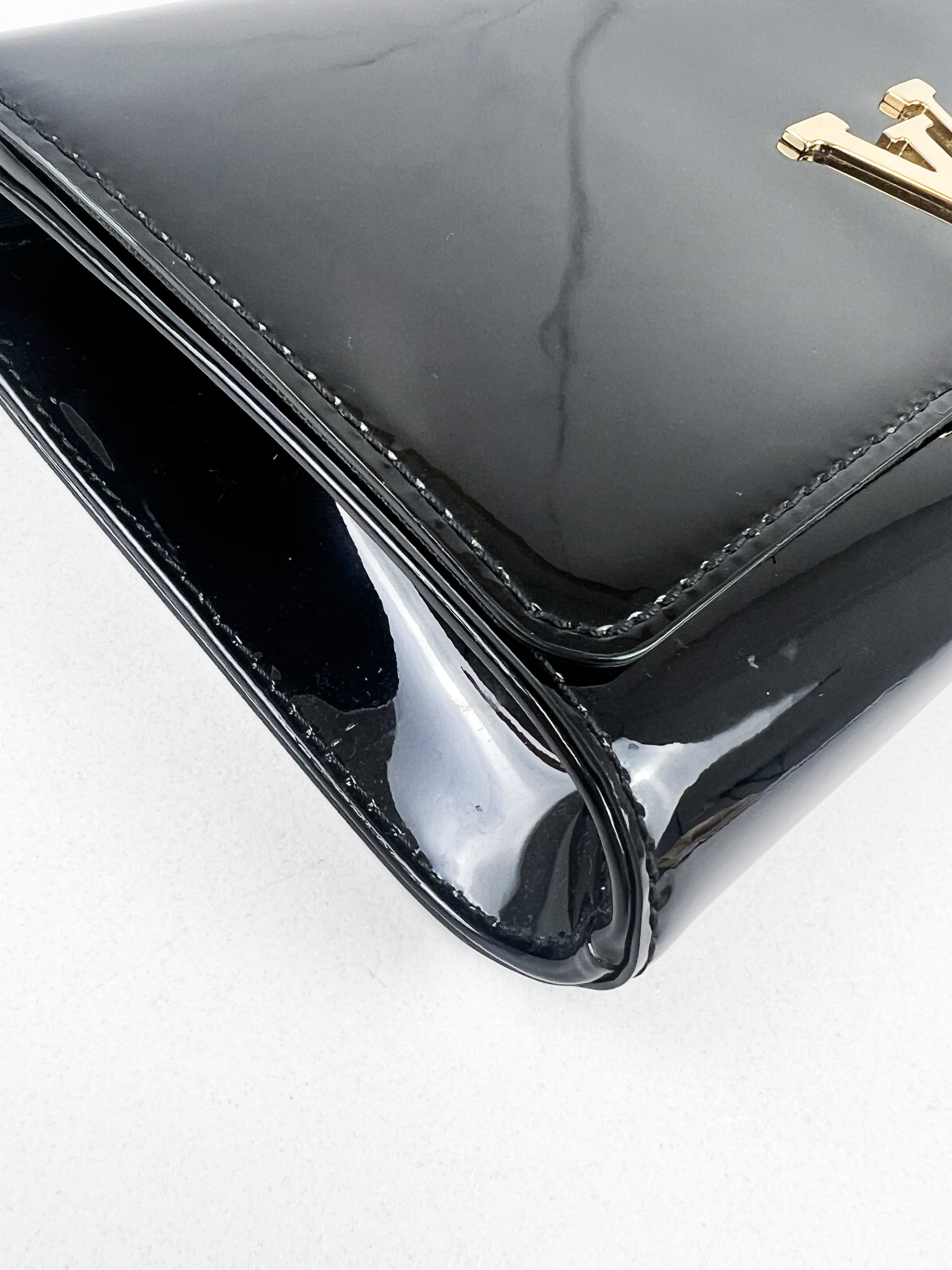 LV Patent Black St Louise Clutch