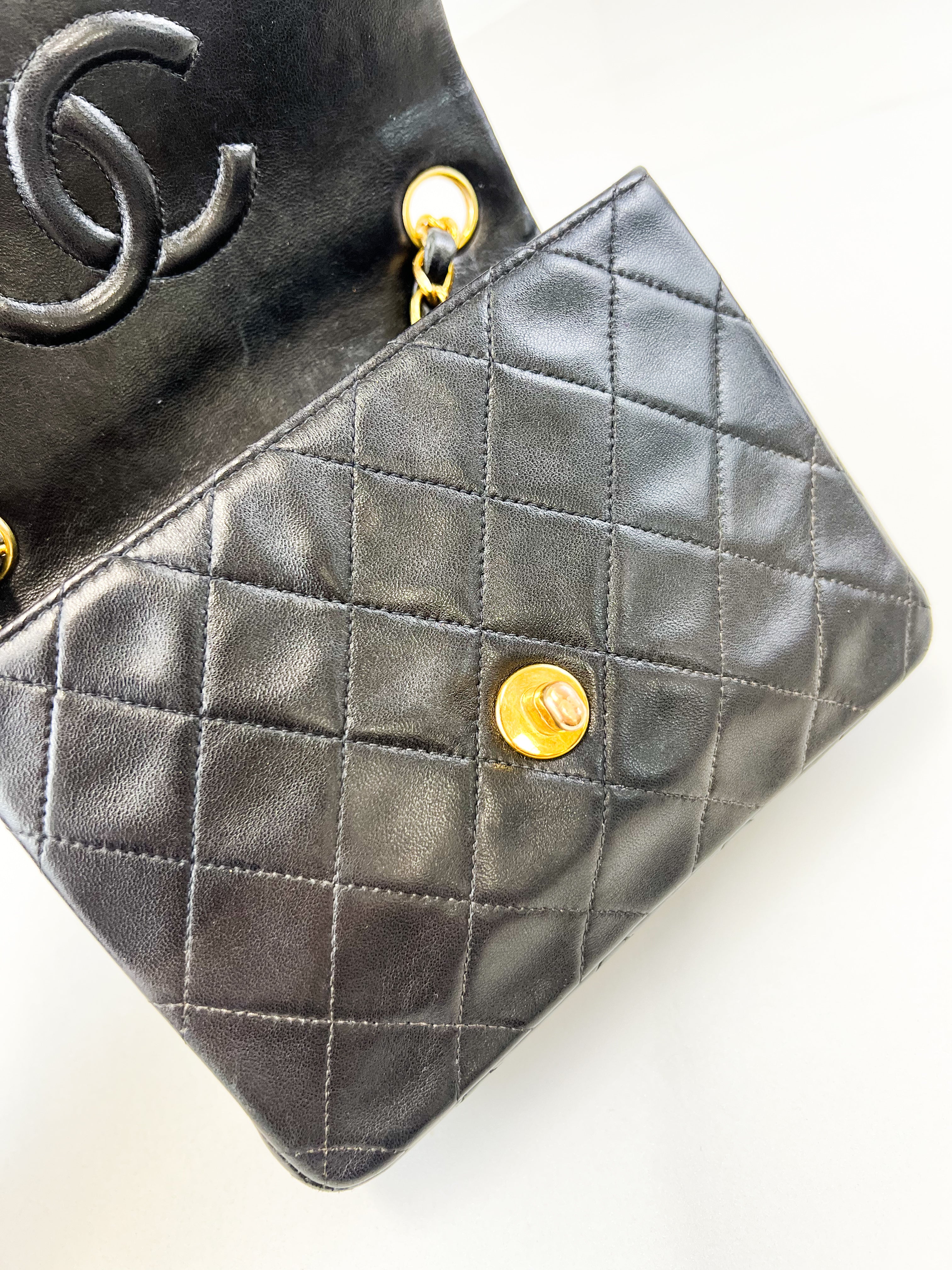 Chanel CC Mini Vintage Lambskin Black Classic Double Flap Shoulder Bag