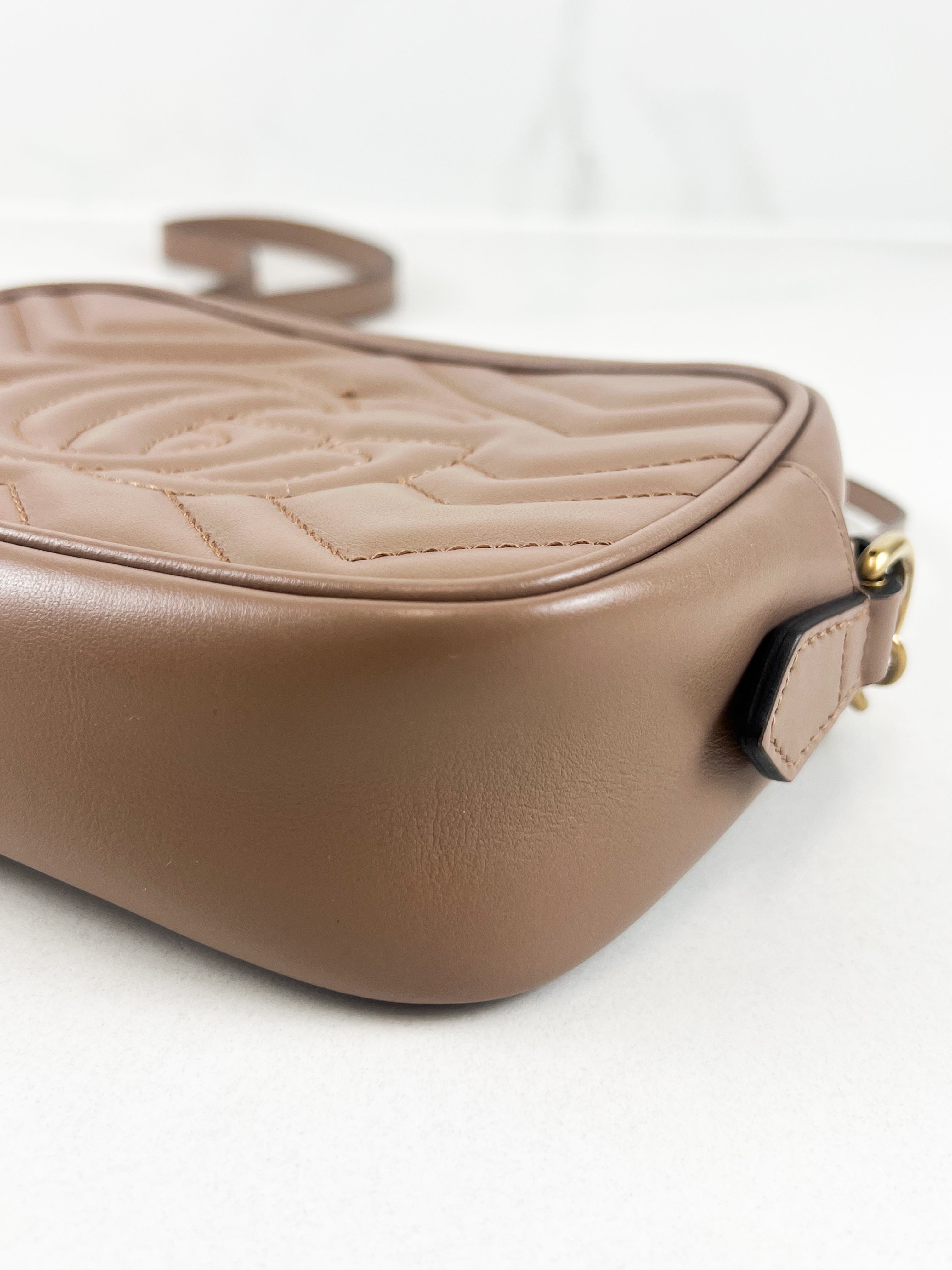 Gucci GG Marmont Matelasse Mini Beige Bag