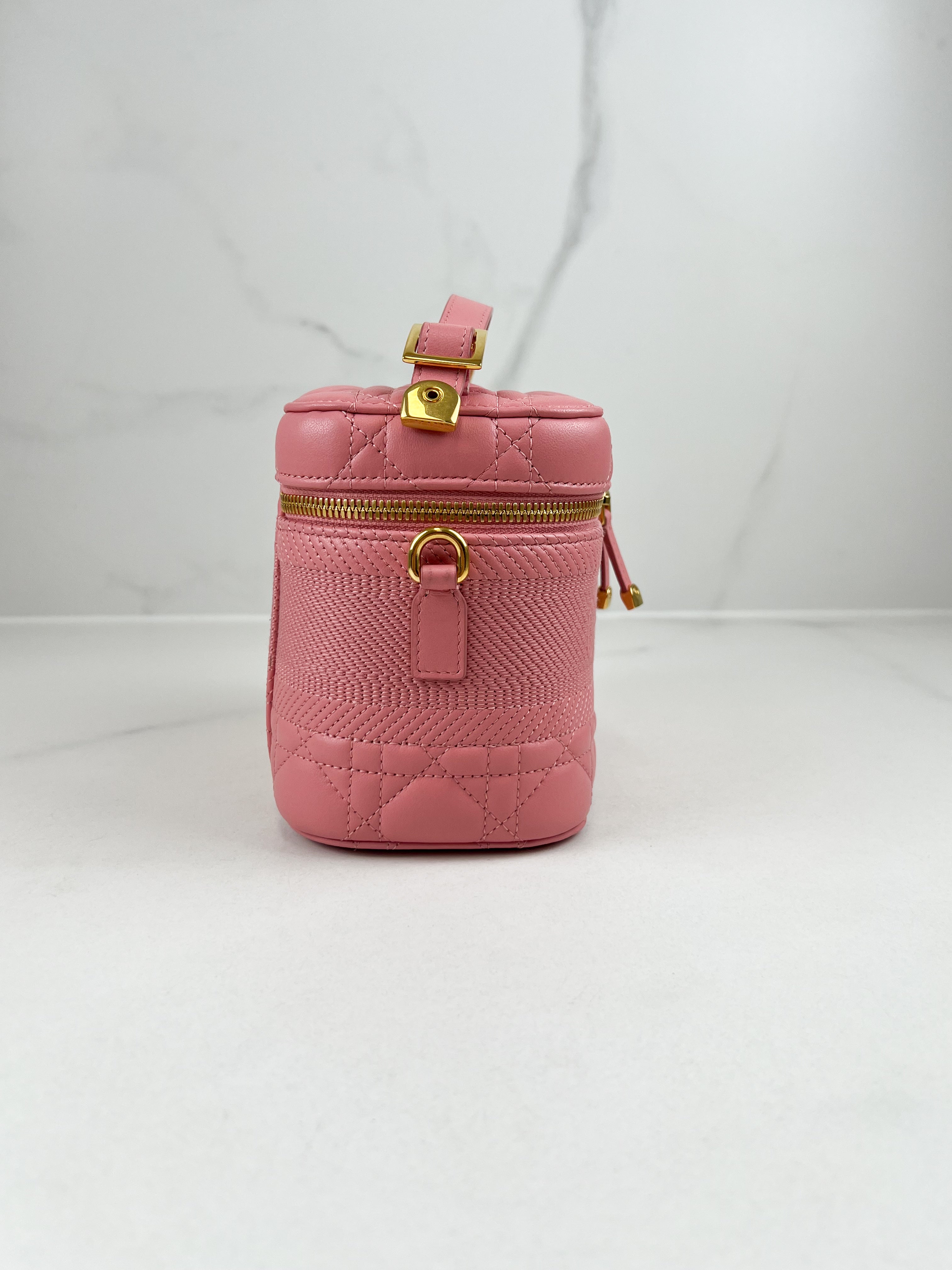Christian Dior Travel Vanity Case in Pink Cannage Lambskin