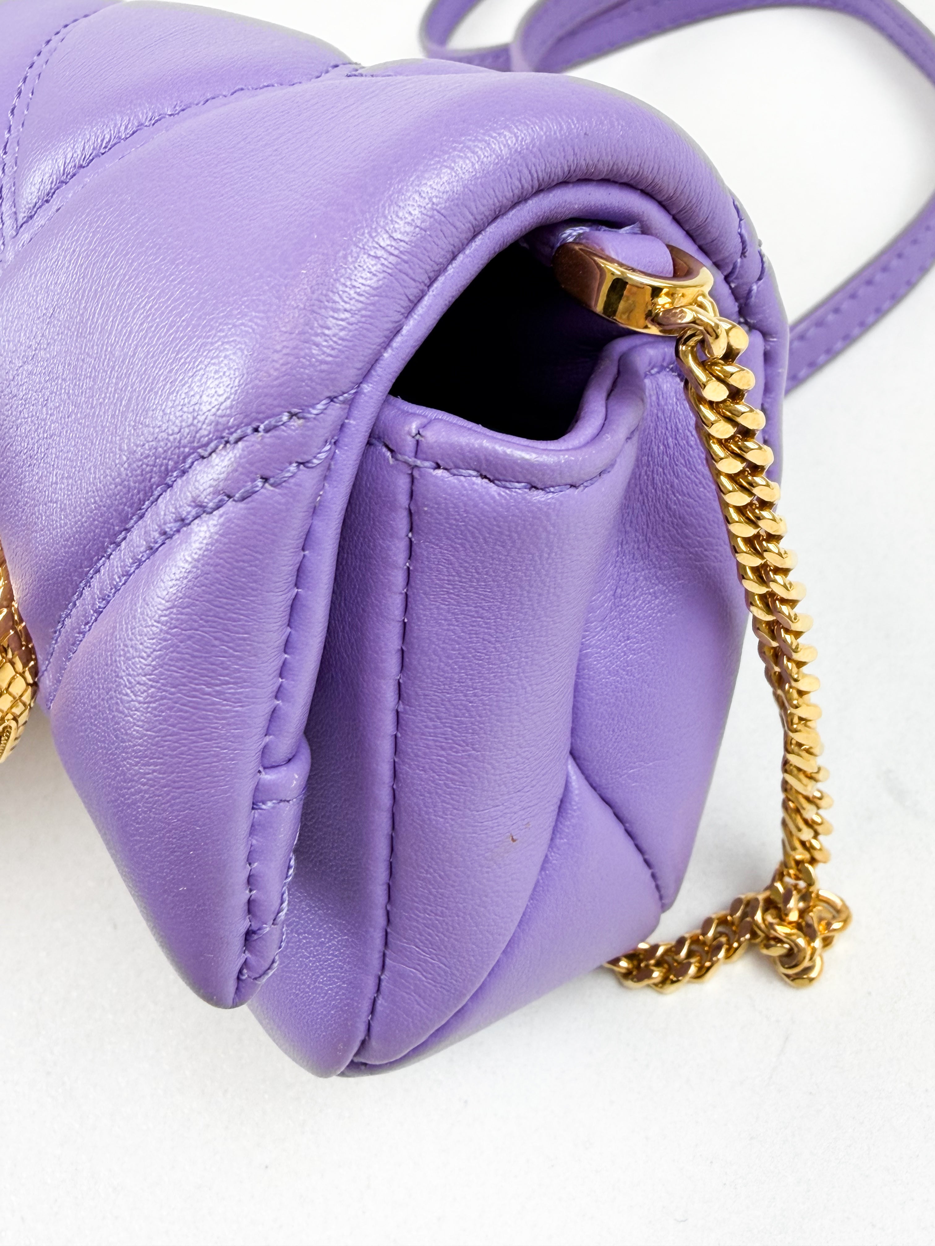 Bvlgari Serpenti Purple Quilted Leather Cabochon Micro Bag