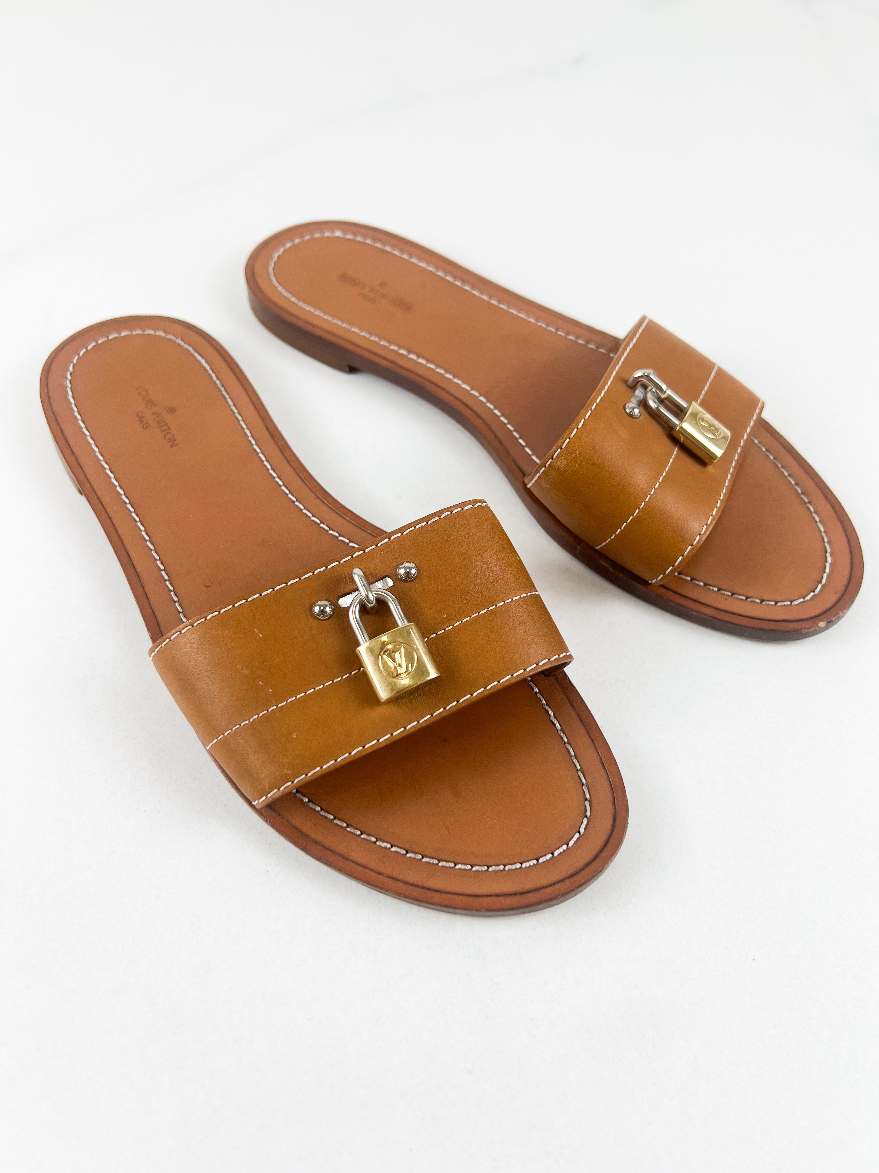 Louis Vuitton Lock It Flat Slides Size 38