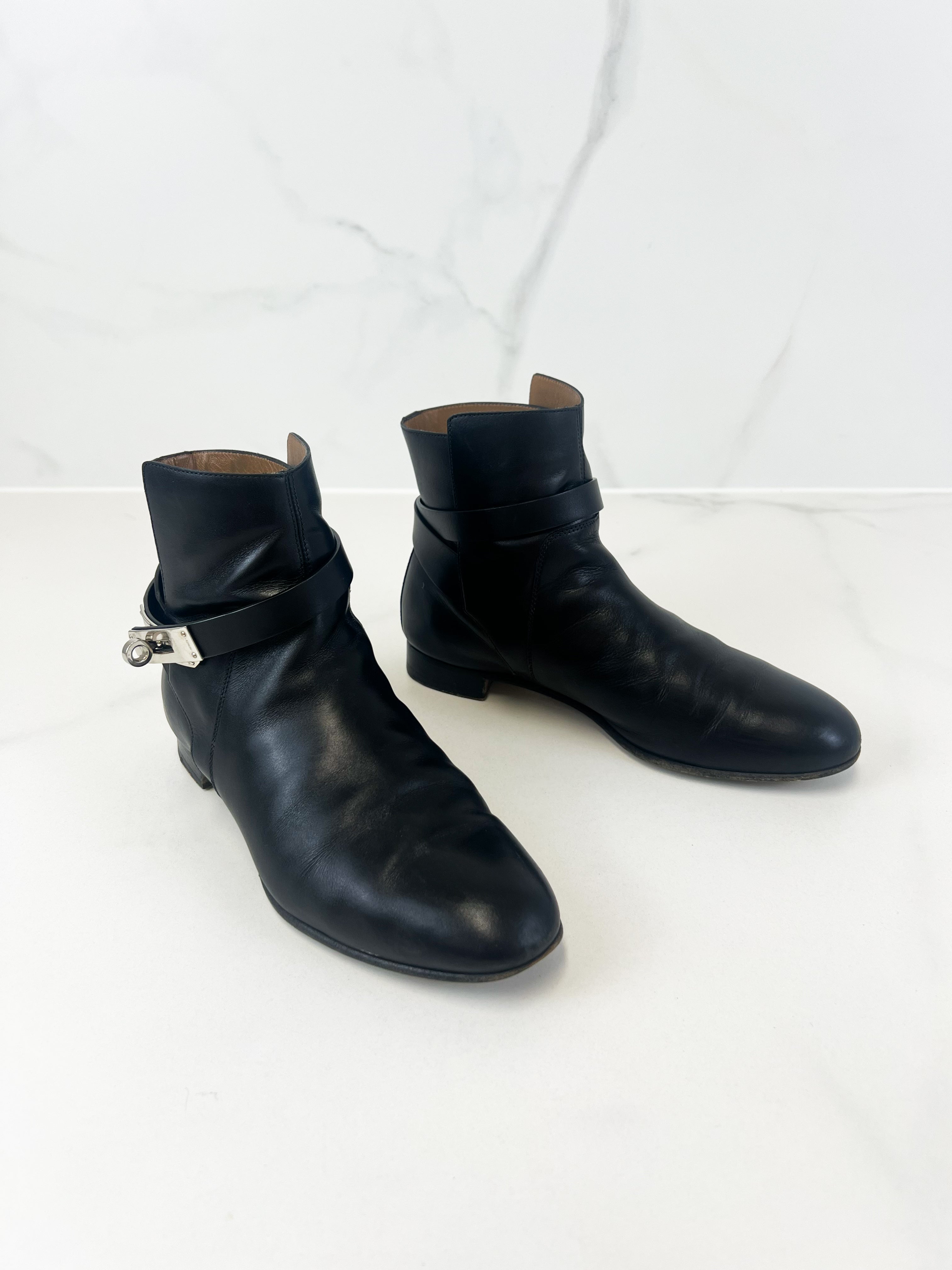 Hermes Bottines Femme Boot in Noir Size 38