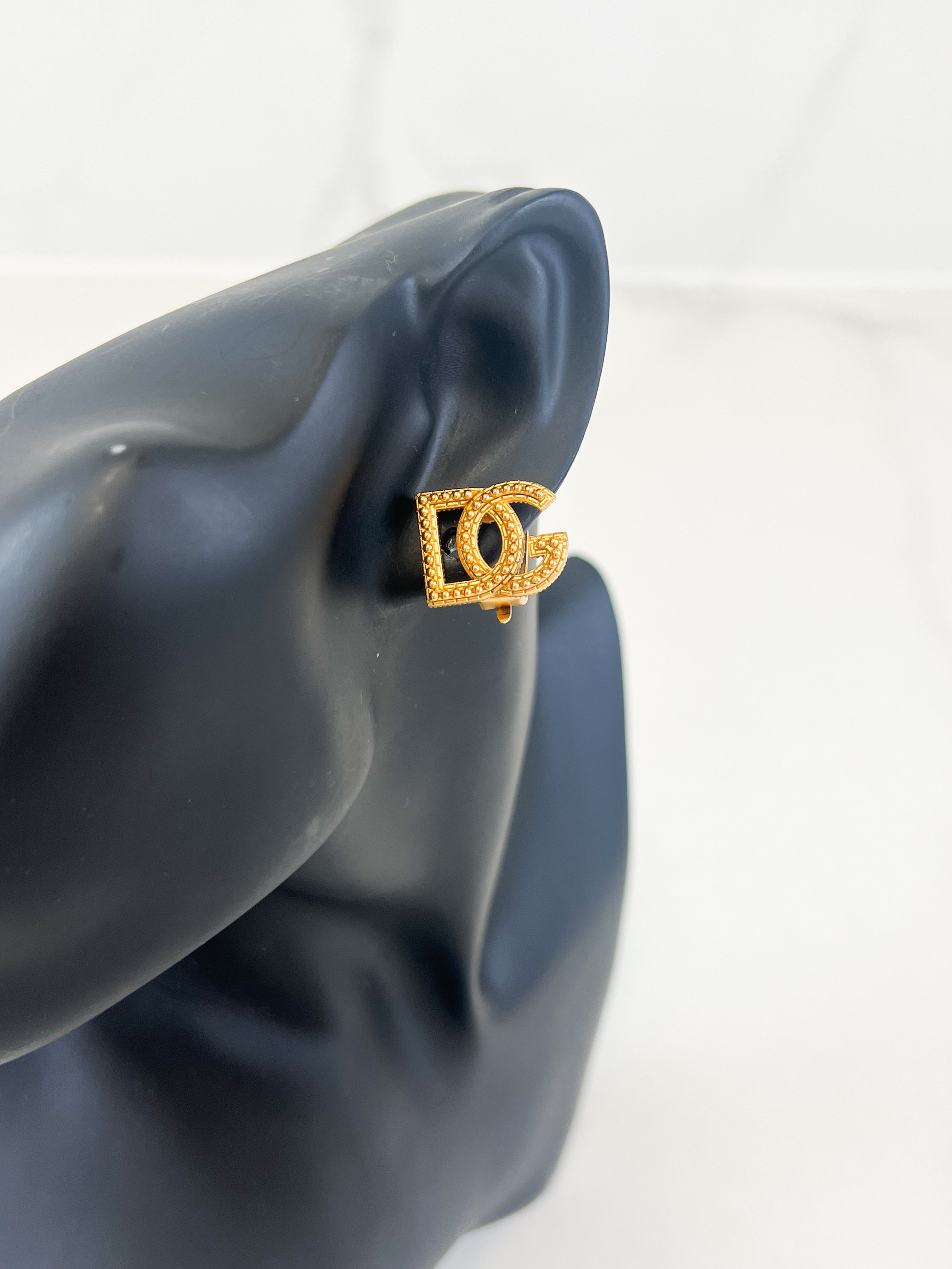 Dolce and Gabbana Gold Logo Clip Earrings