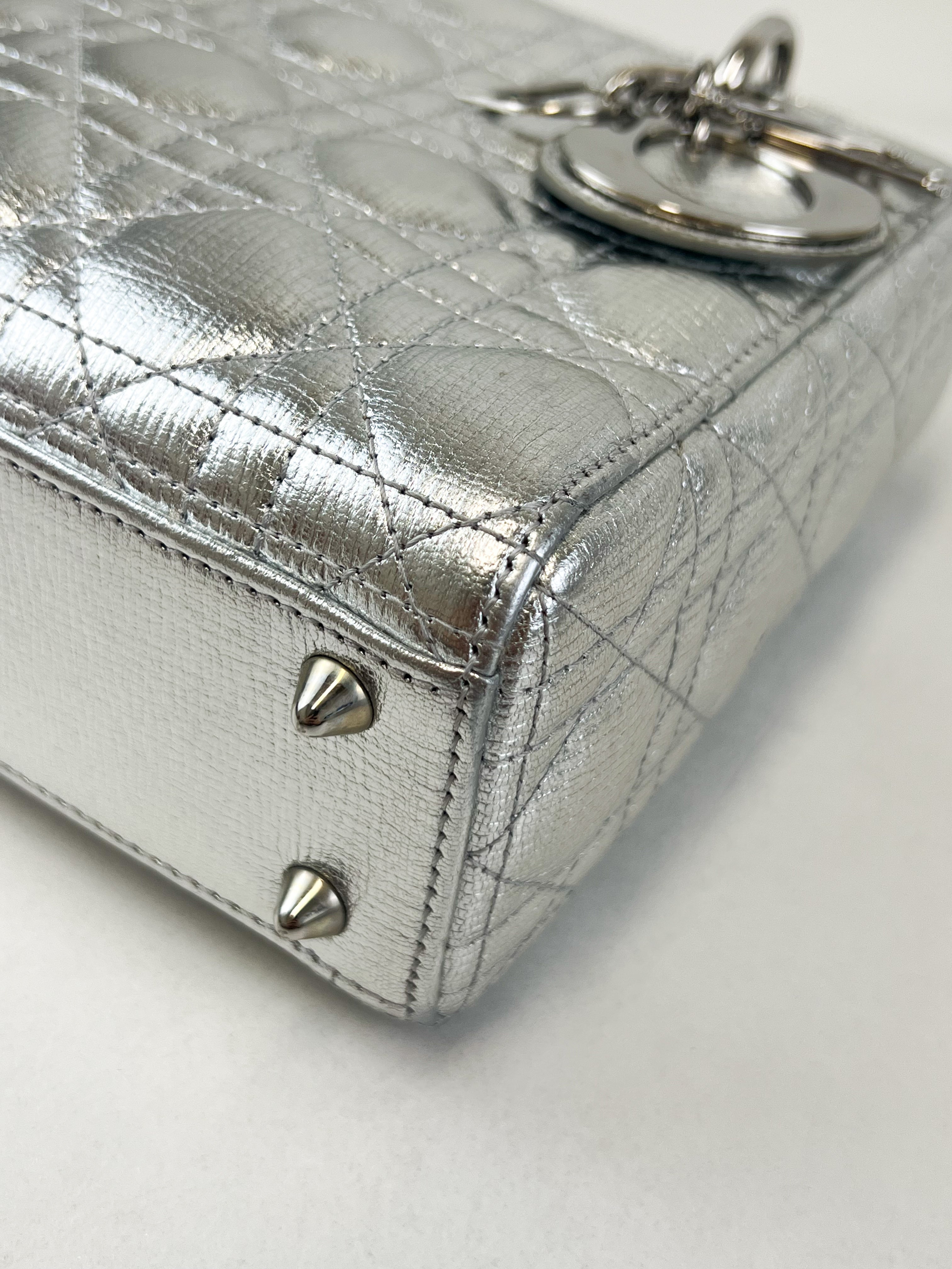 Christian Dior Small Lady Dior Silver with SHW