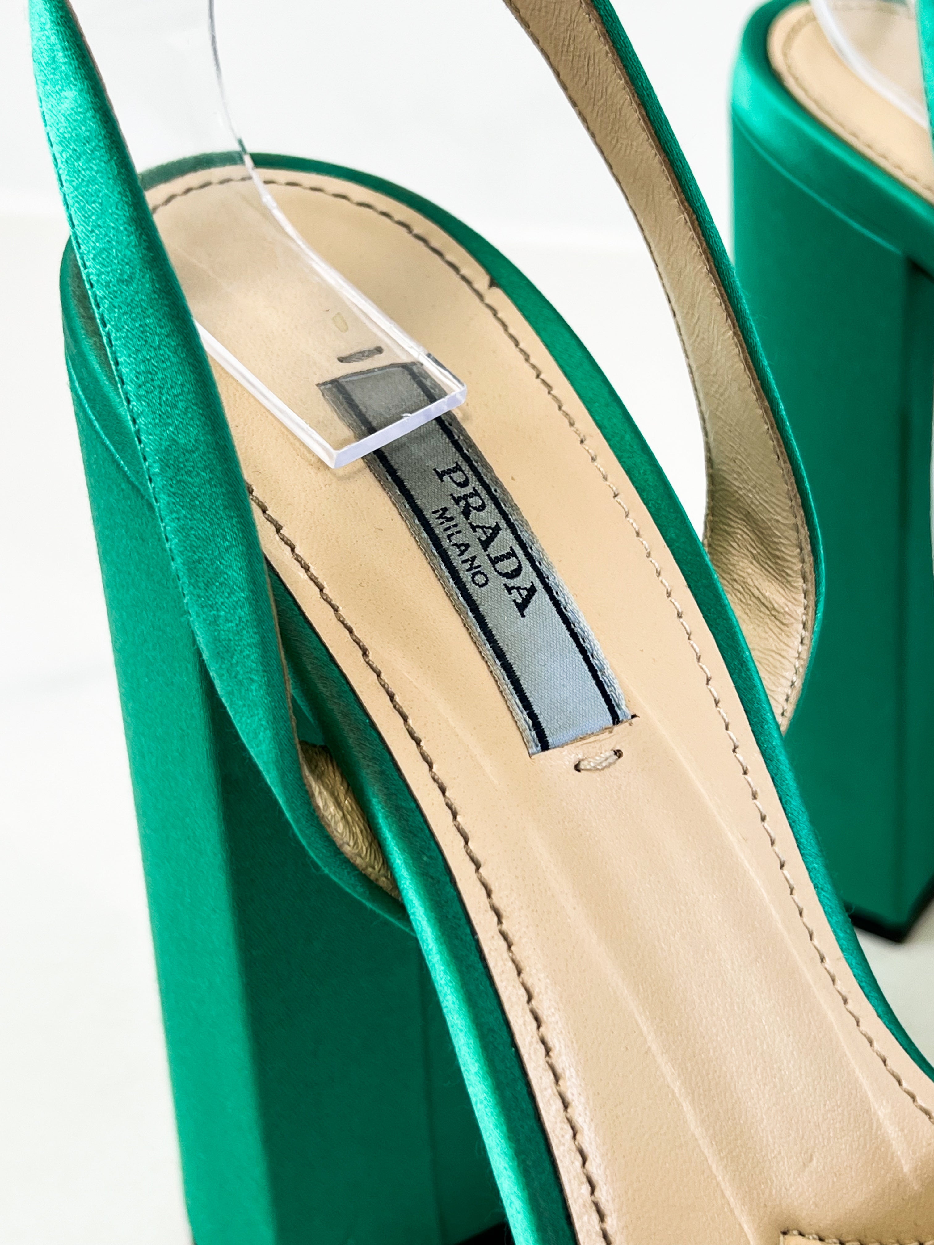 Prada 140mm Platform Satin Heel Size 38