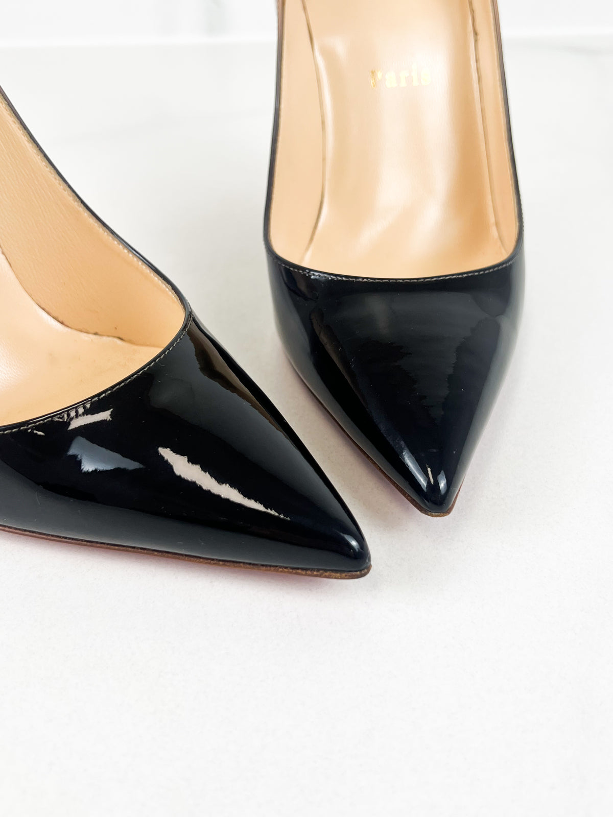 Christian Louboutin Patent Degrade So Kate 100mm in Black Nude Size 39