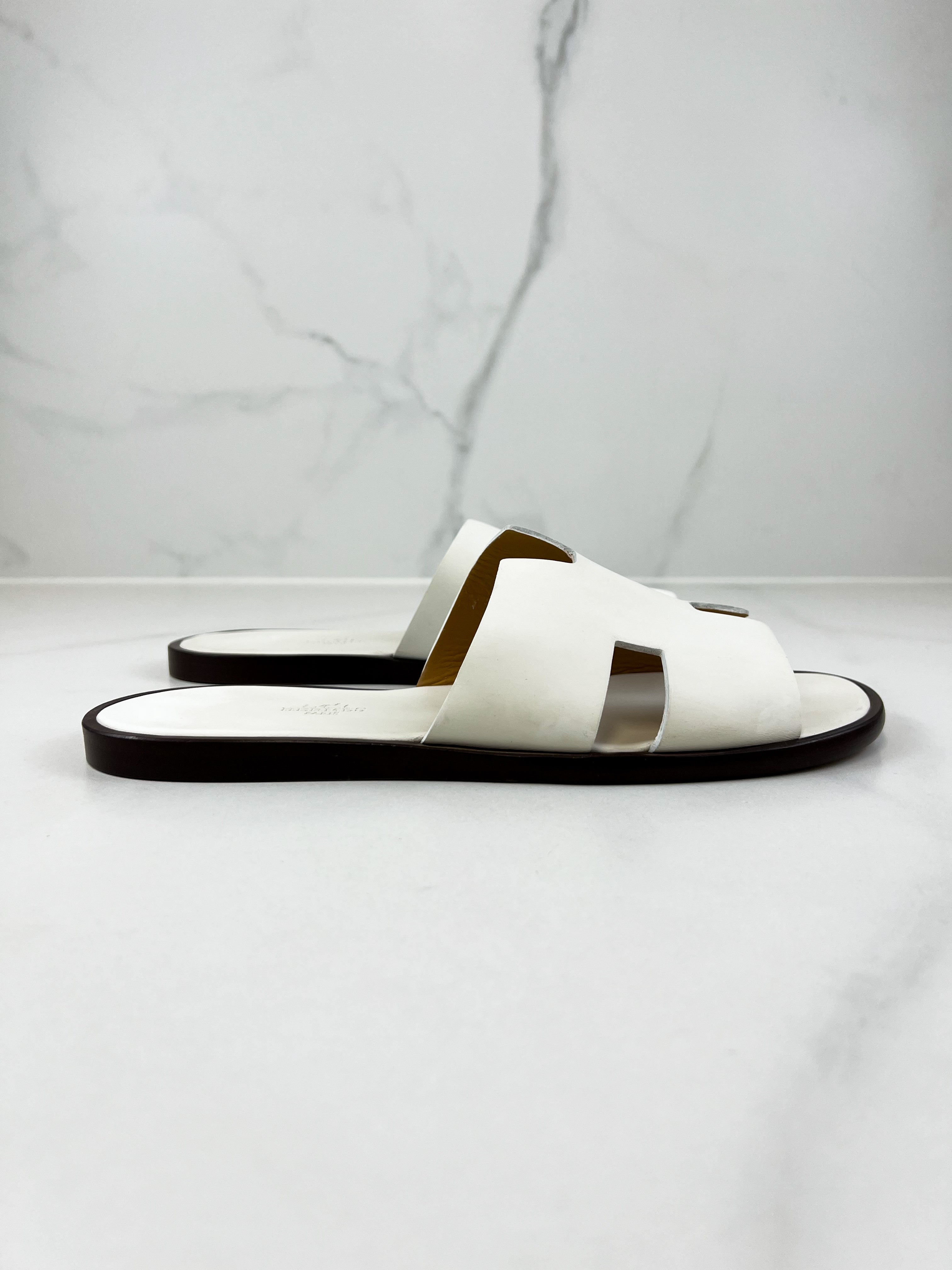 Hermes White Izmir Sandal Size 43