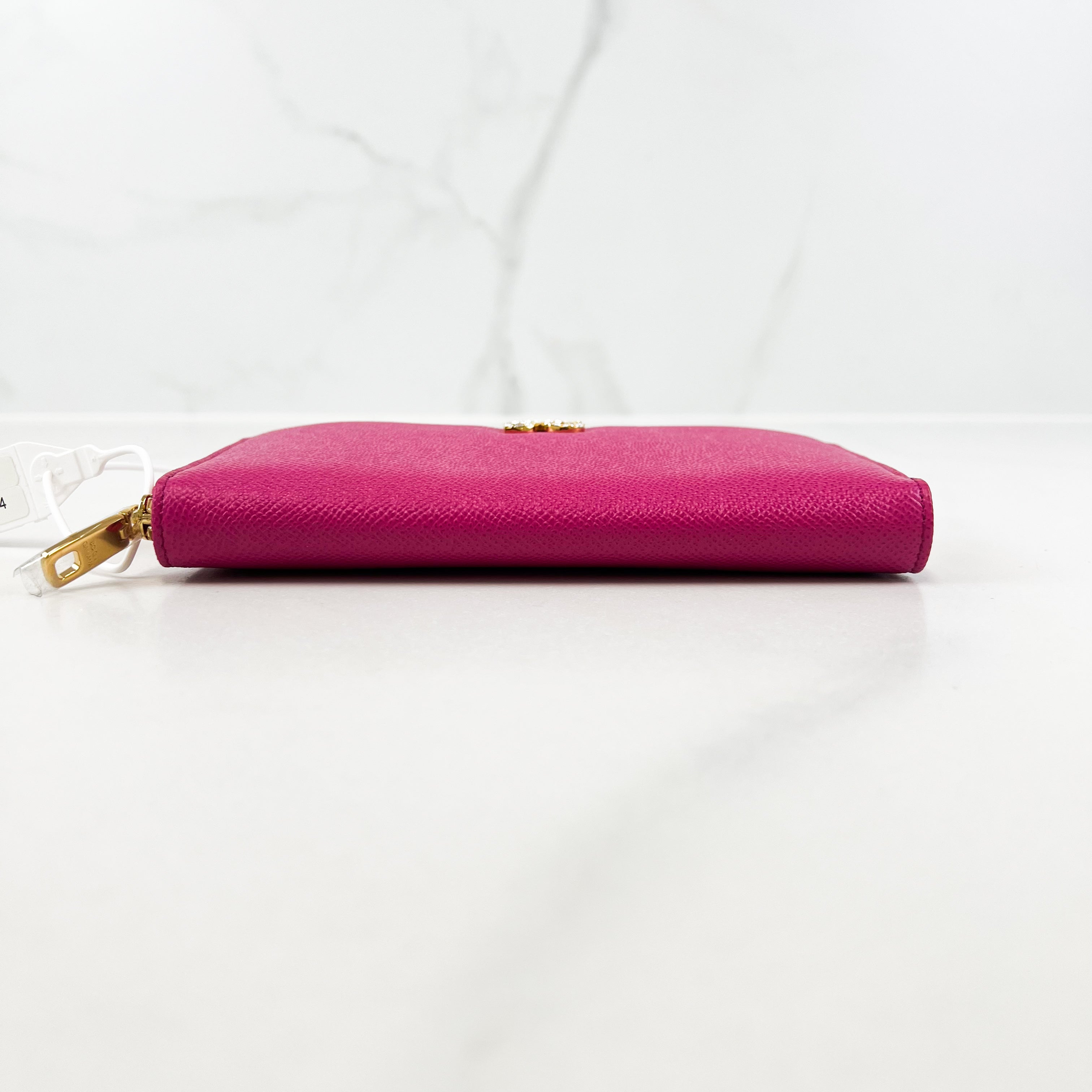 Dolce & Gabbana Leather Pink Zip Around Wallet