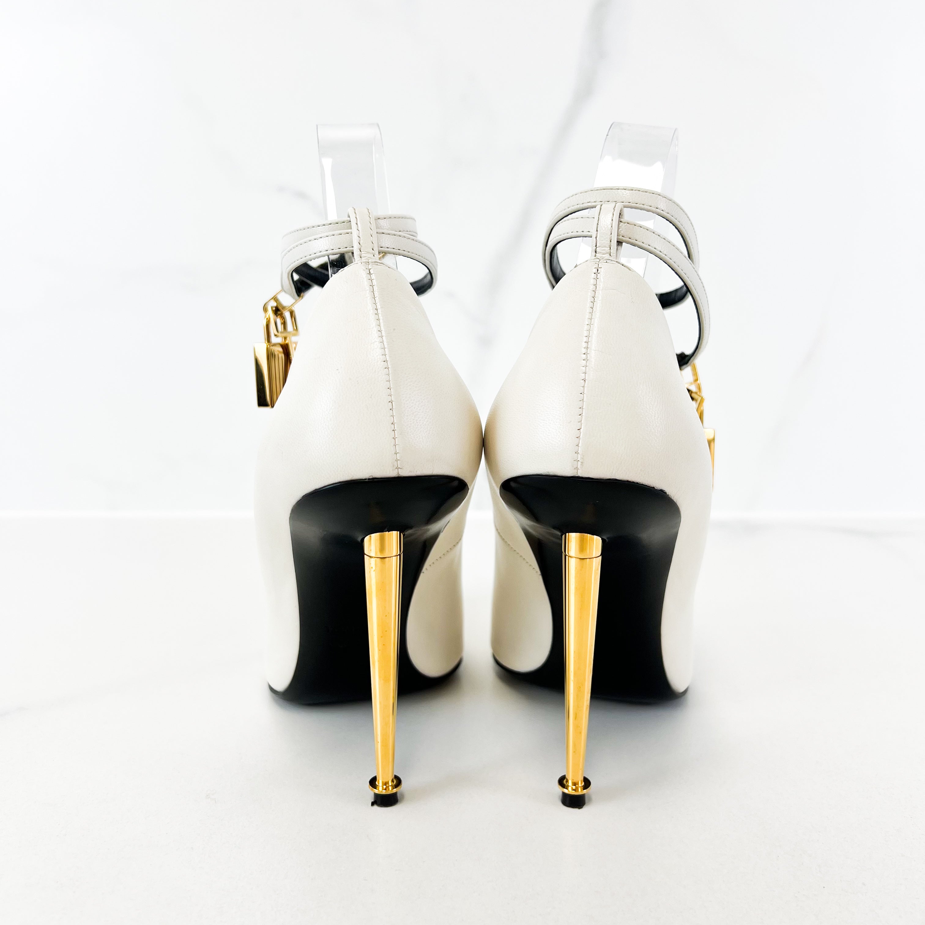 Tom Ford White Ankle Padlock Pump Size 35