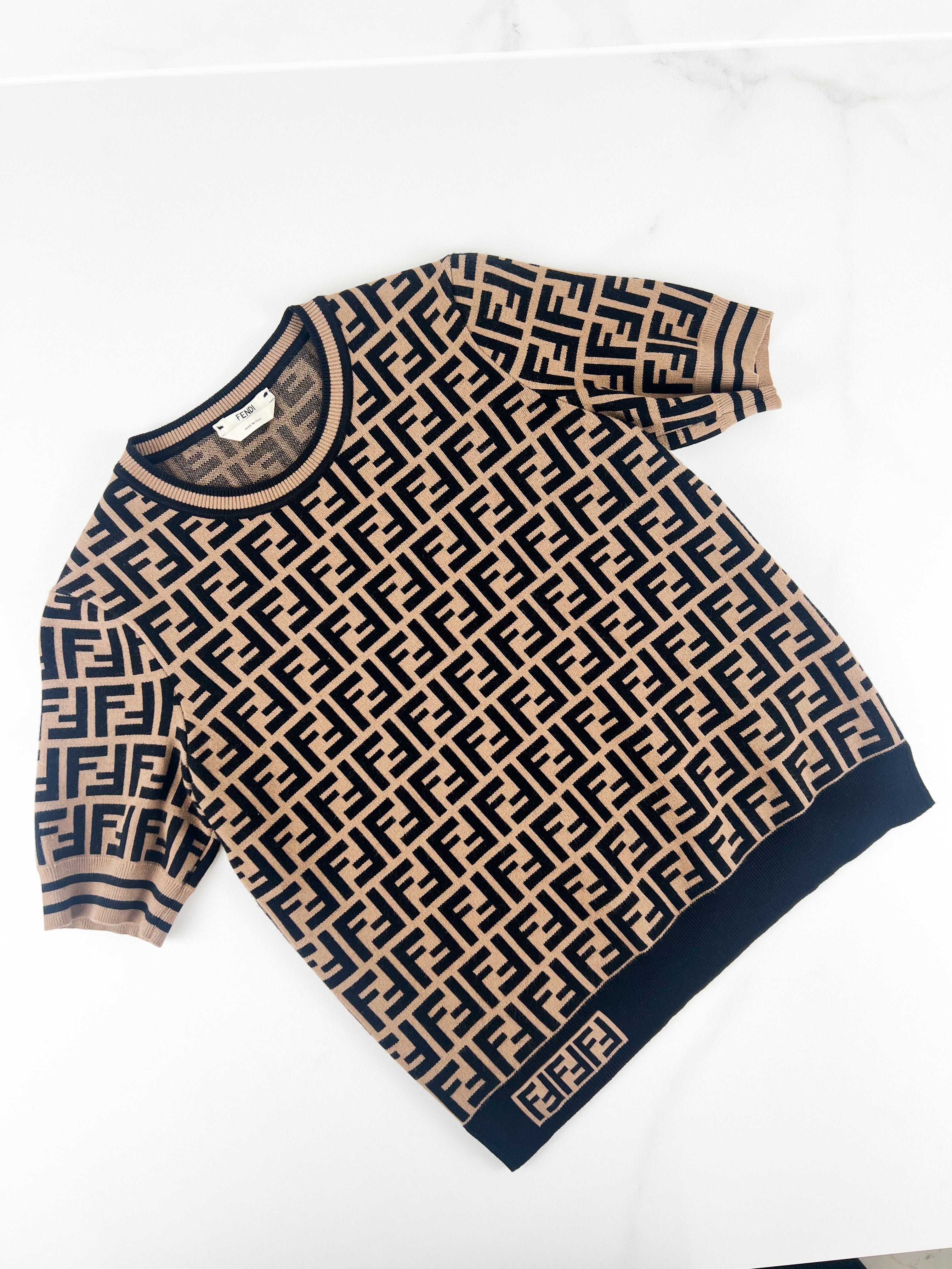 Fendi Pullover Fabric FF Motif Shirt Size 40