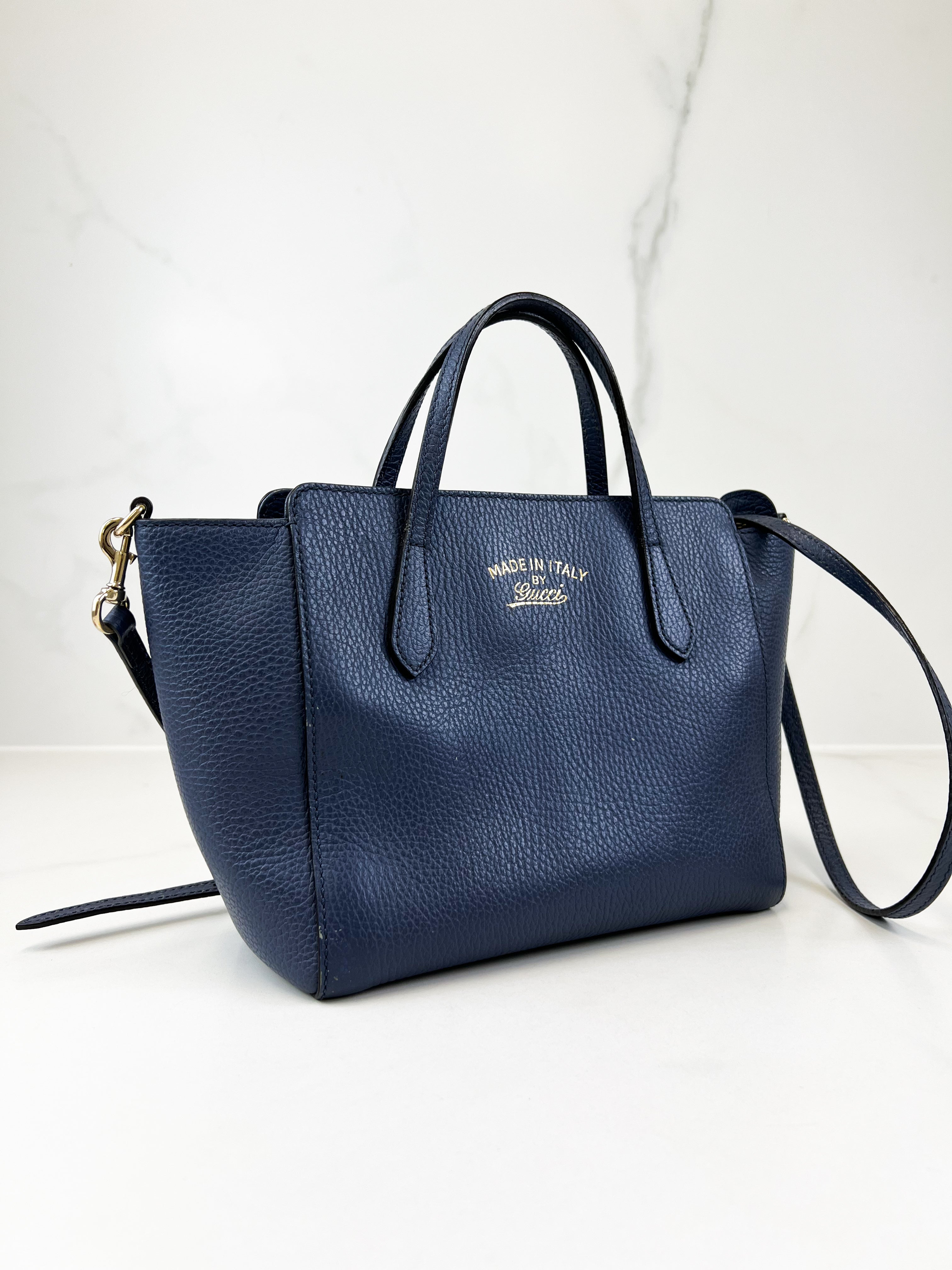 Gucci Blue Leather Swing Mini Tote