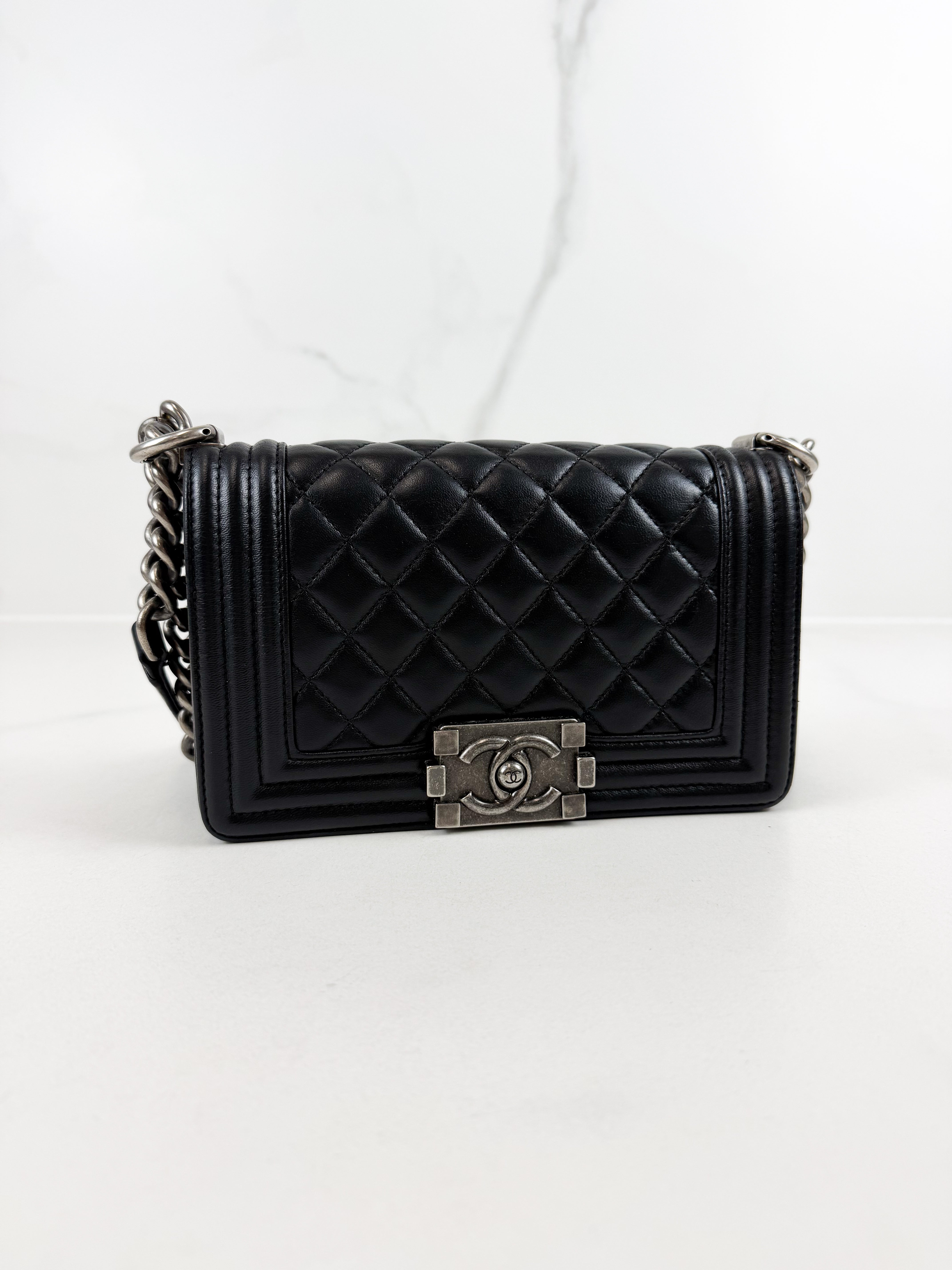 Chanel Small Lambskin Boy Bag with Ruthenium Hardware