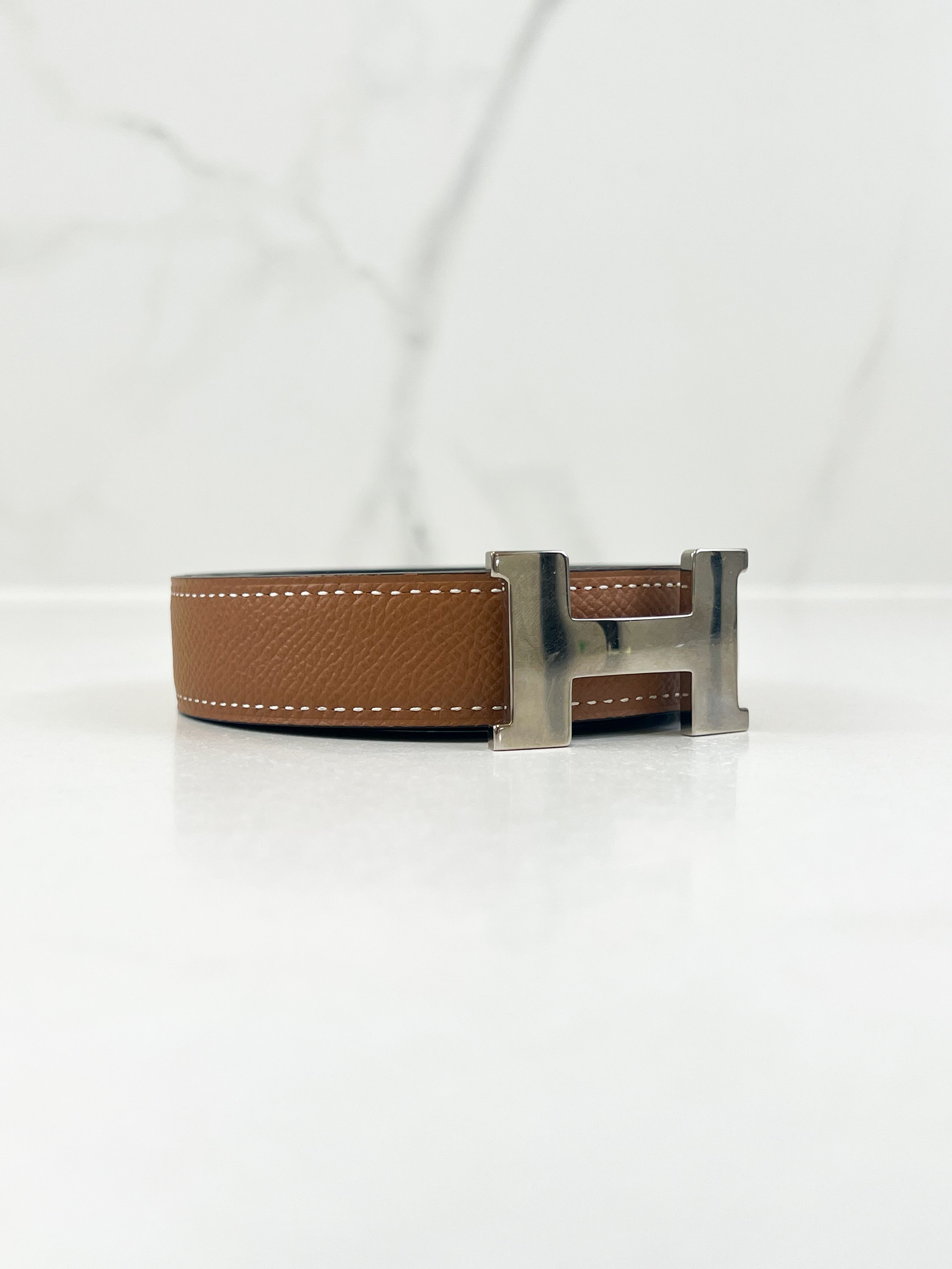 Hermes H Belt Buckle & Reversible Leather Strap Size 85