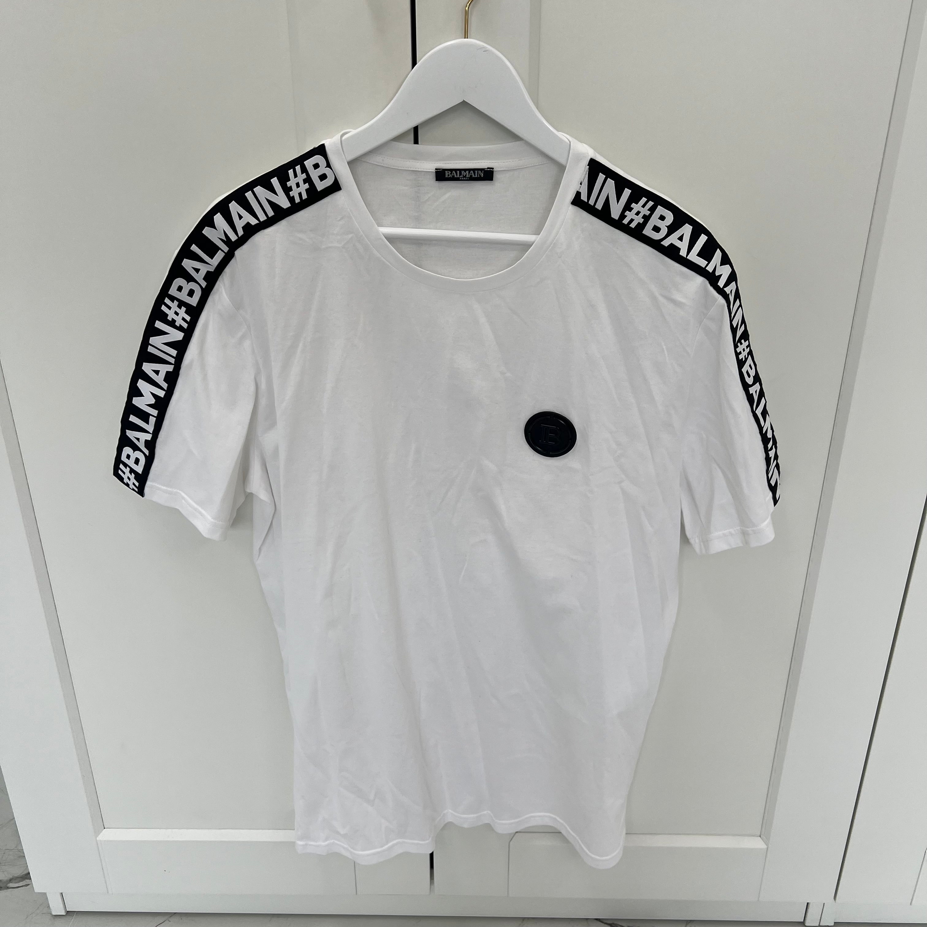 Balmain Logo Men's White T-Shirt Size XL