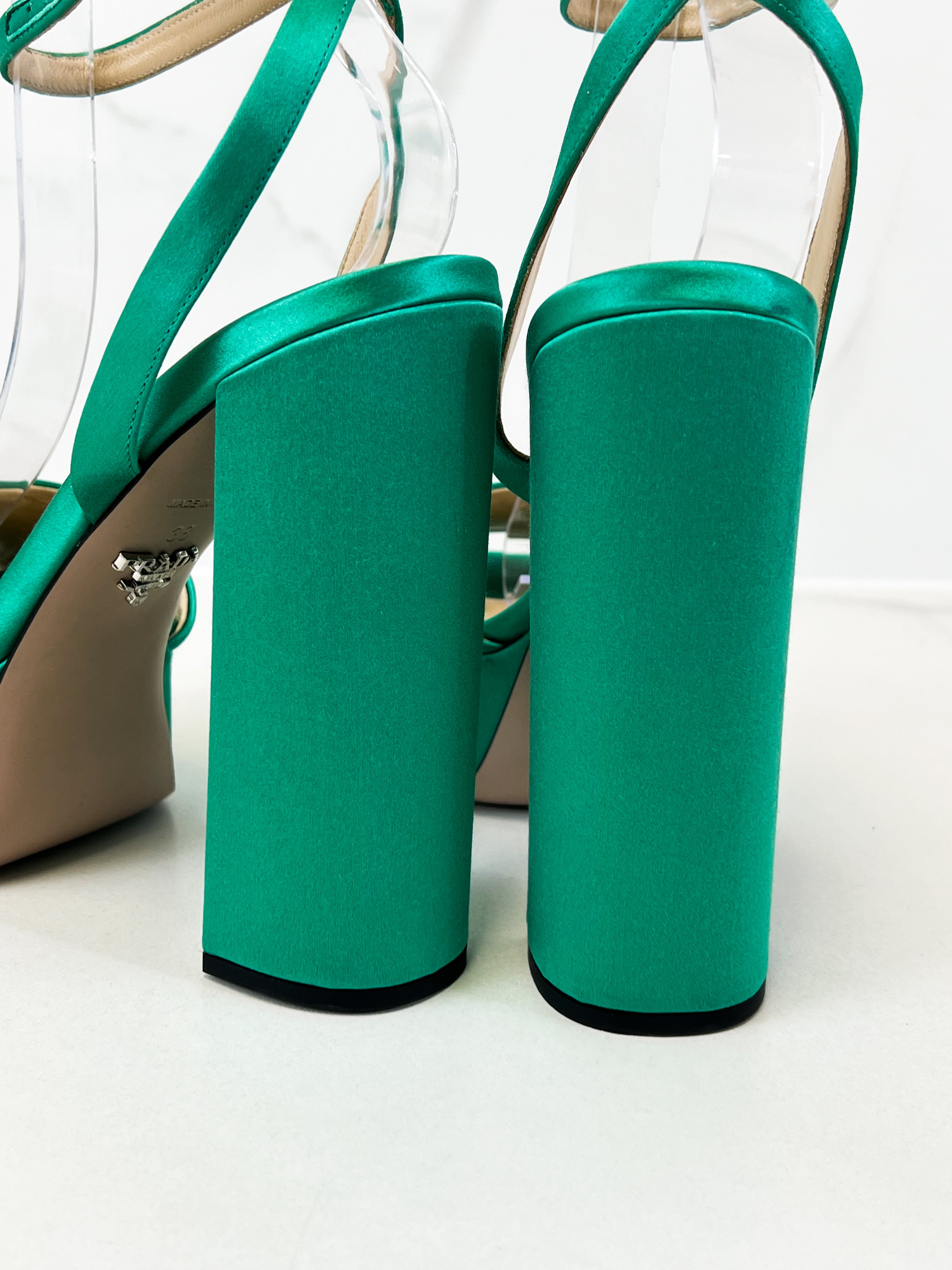 Prada 140mm Platform Satin Heel Size 38