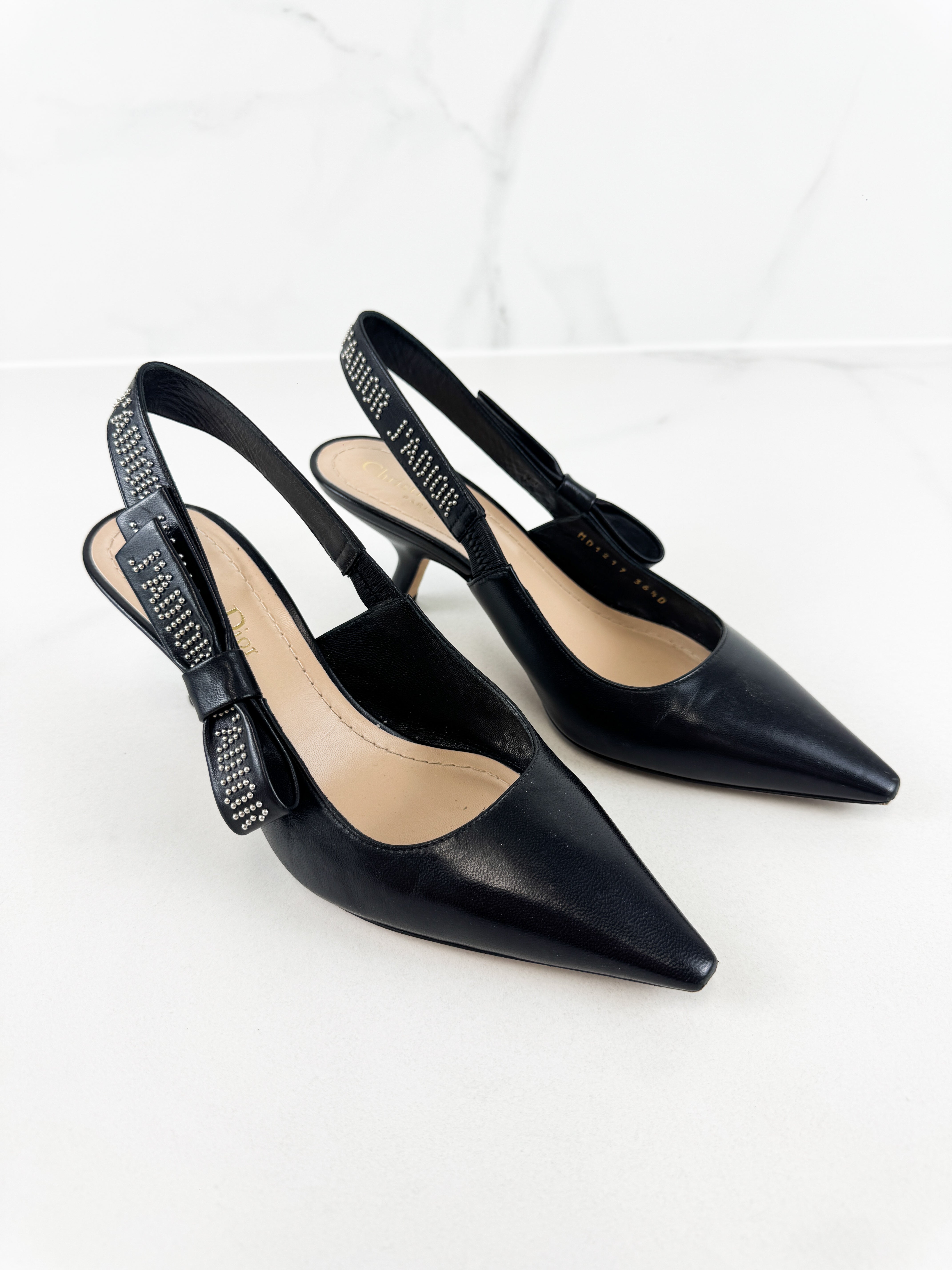 Christian Dior Black Jadior Slingback Heel Size 36.5