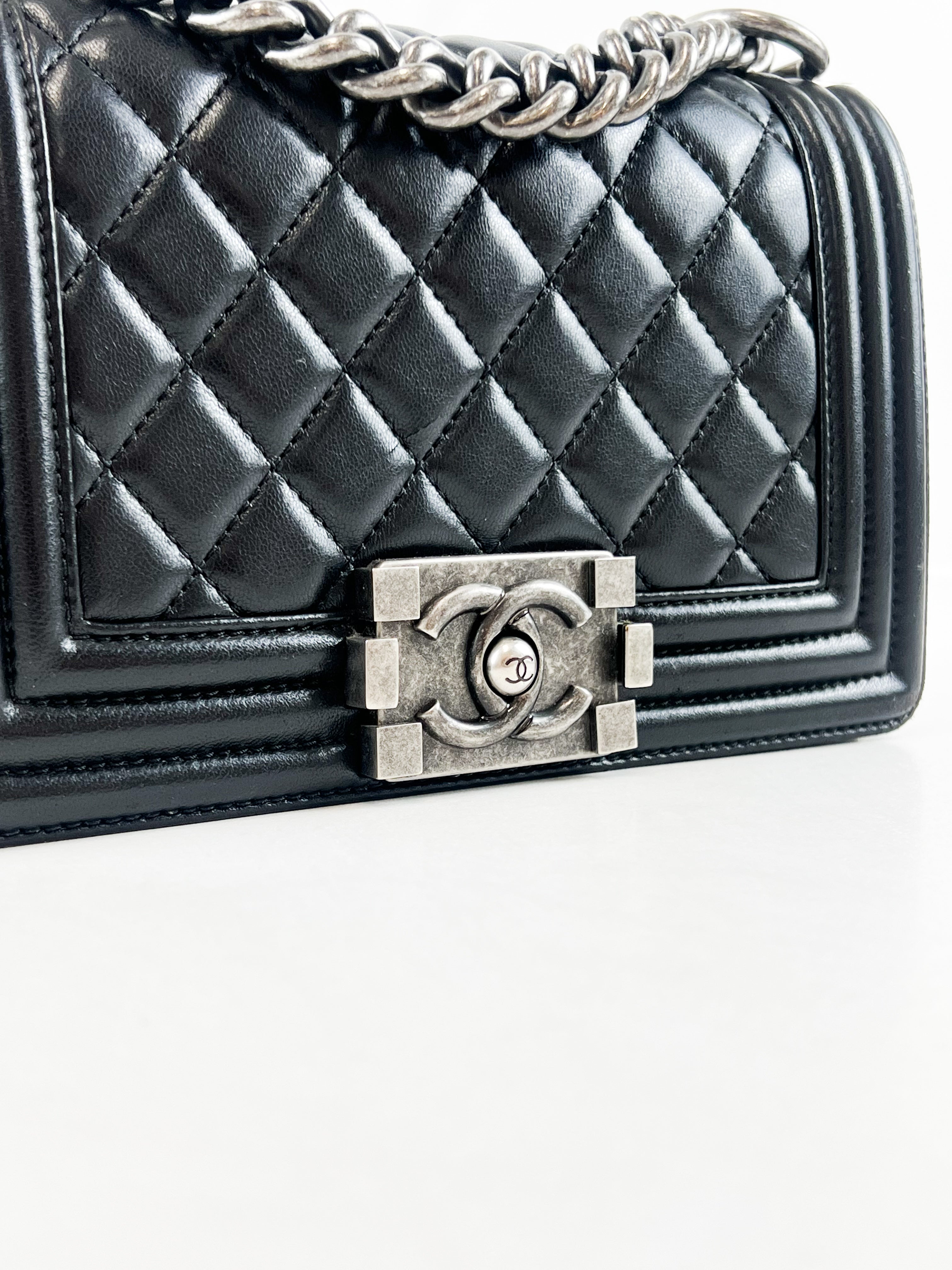 Chanel Small Lambskin Boy Bag with Ruthenium Hardware