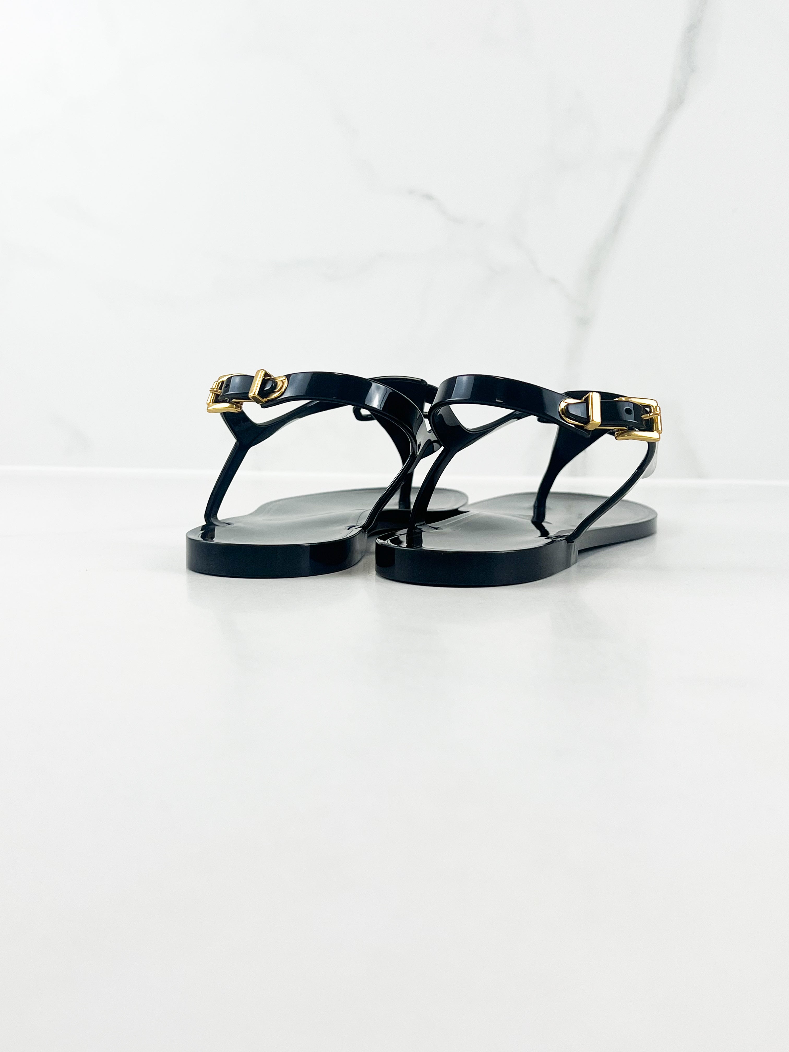 Valentino Black Jelly VLogo Sandals Size 41