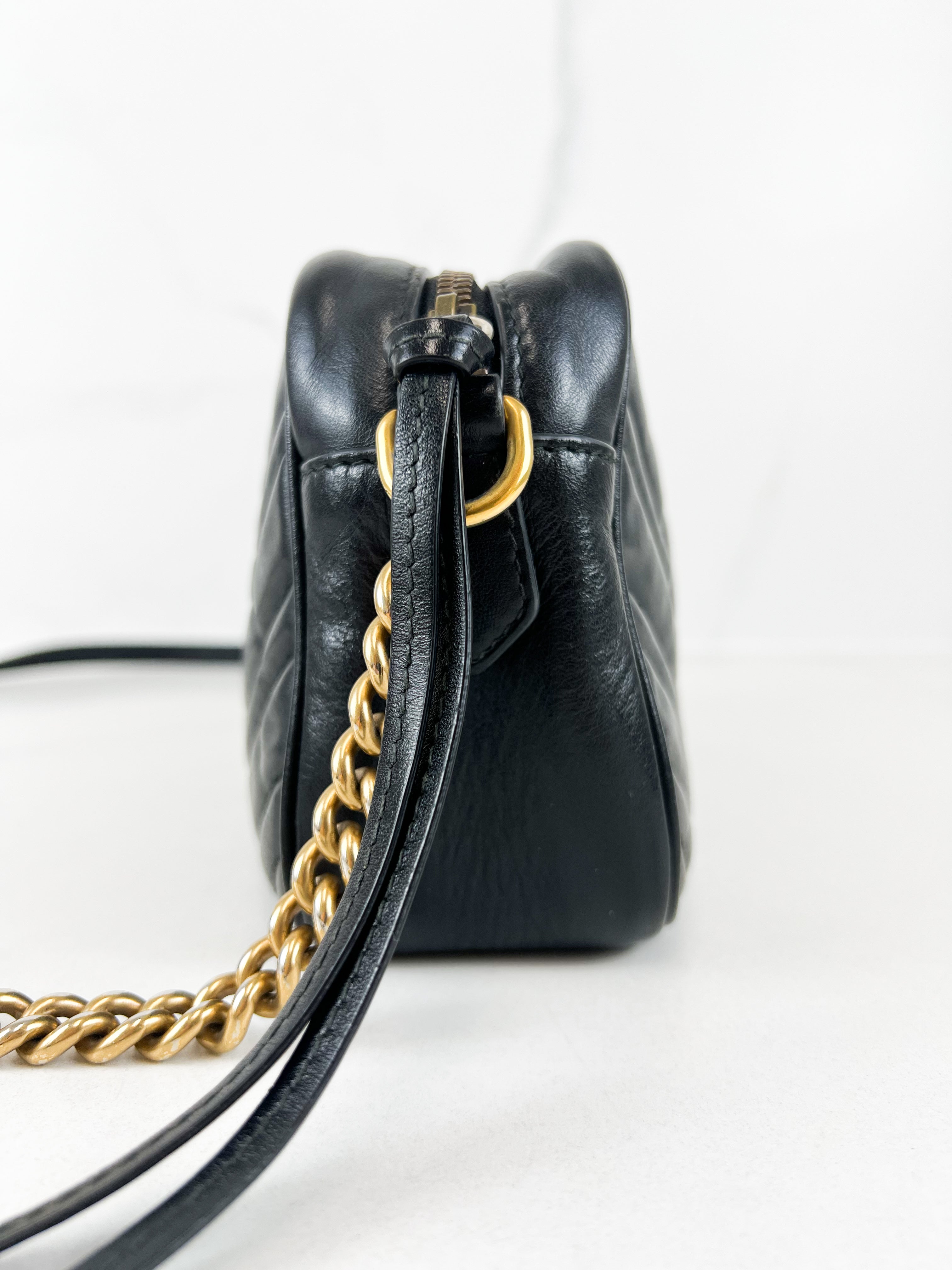 Gucci Black GG Small Marmont Shoulder Bag