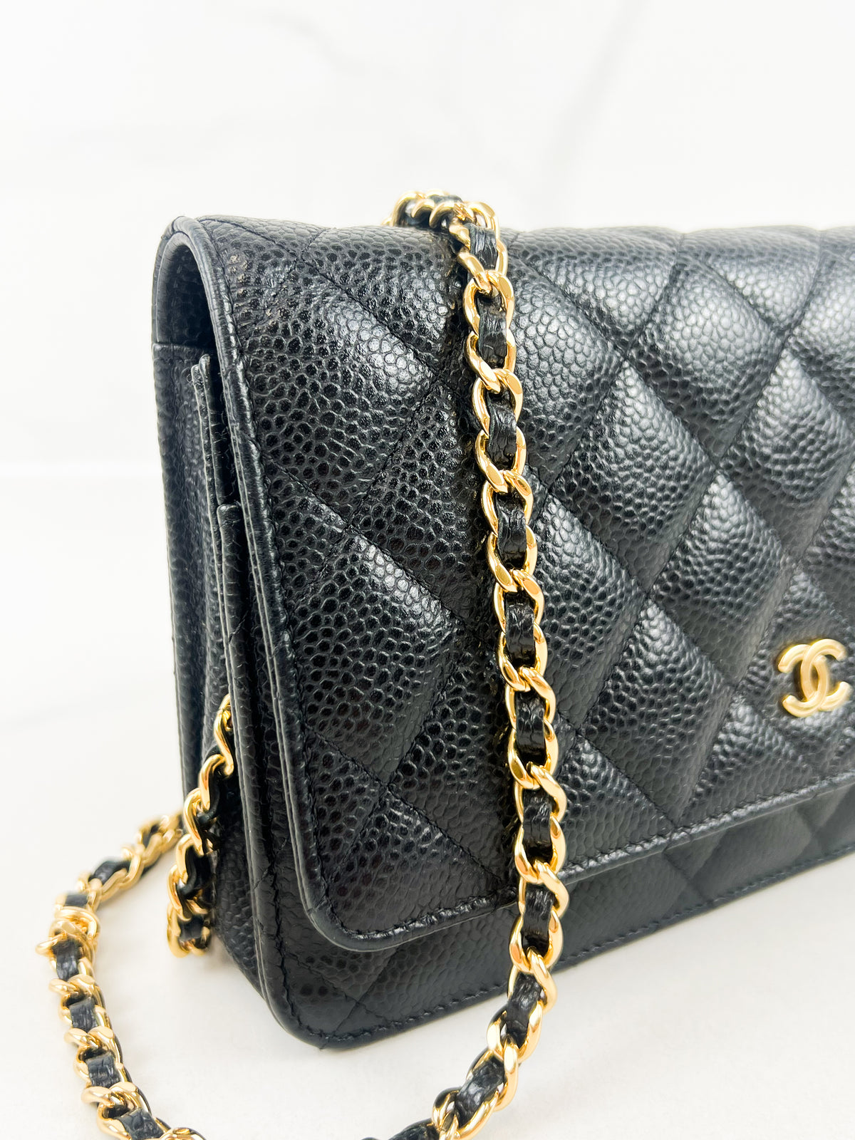 Chanel Black Classic Caviar CC WOC with GHW