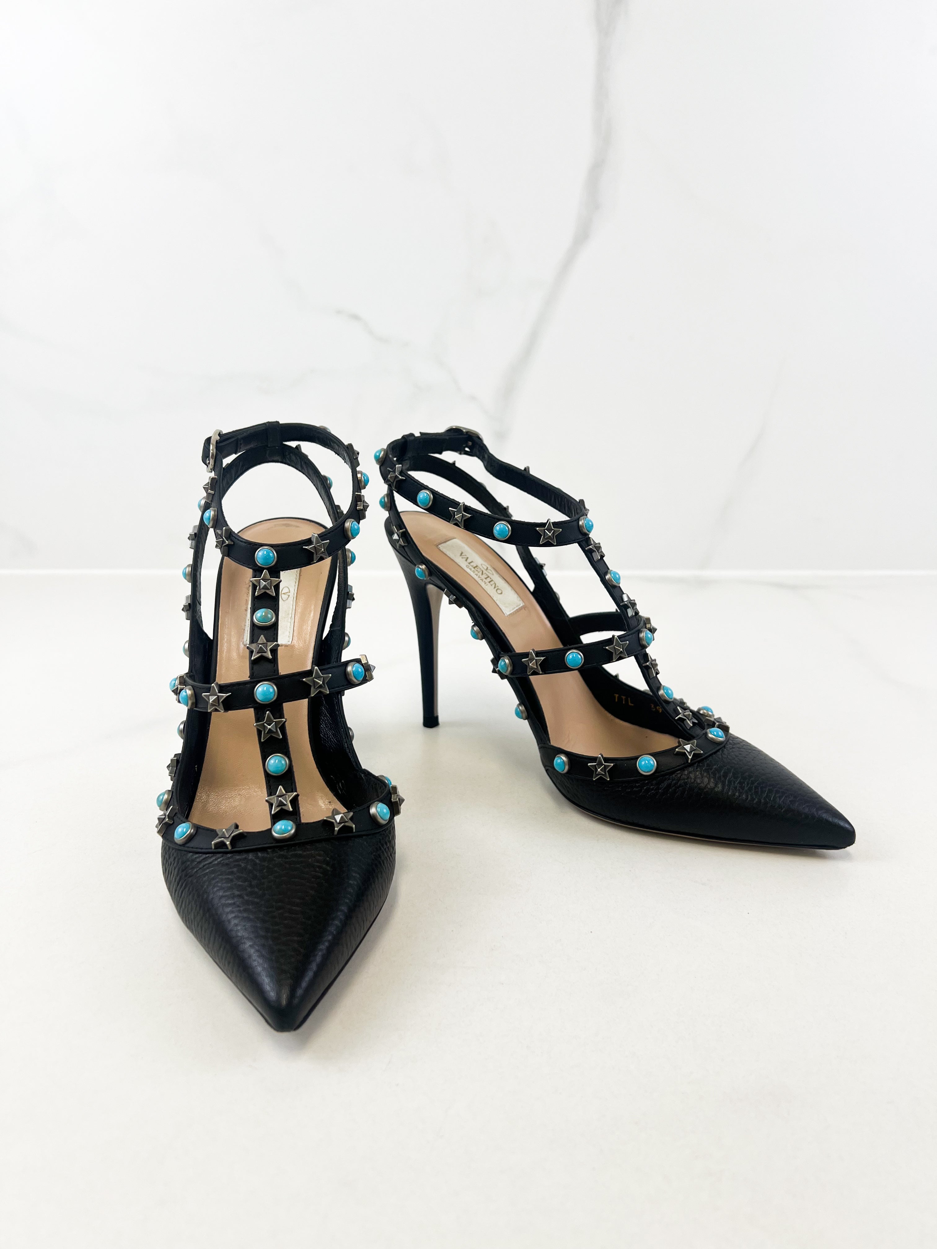 Valentino Black Caged Rockstud Pumps Size 39