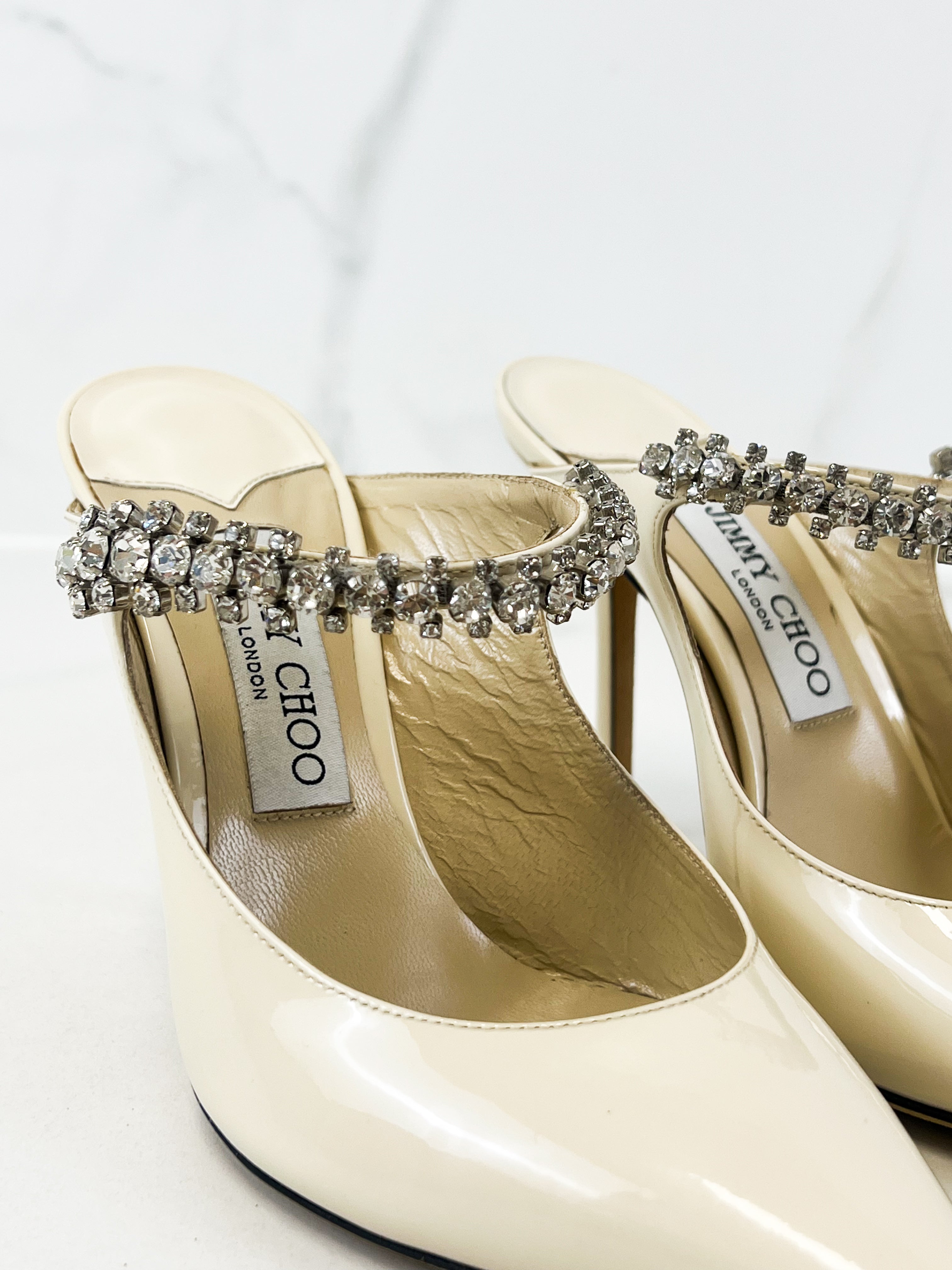 Jimmy Choo Bing 100 Patent Mule in Linen Size 37.5