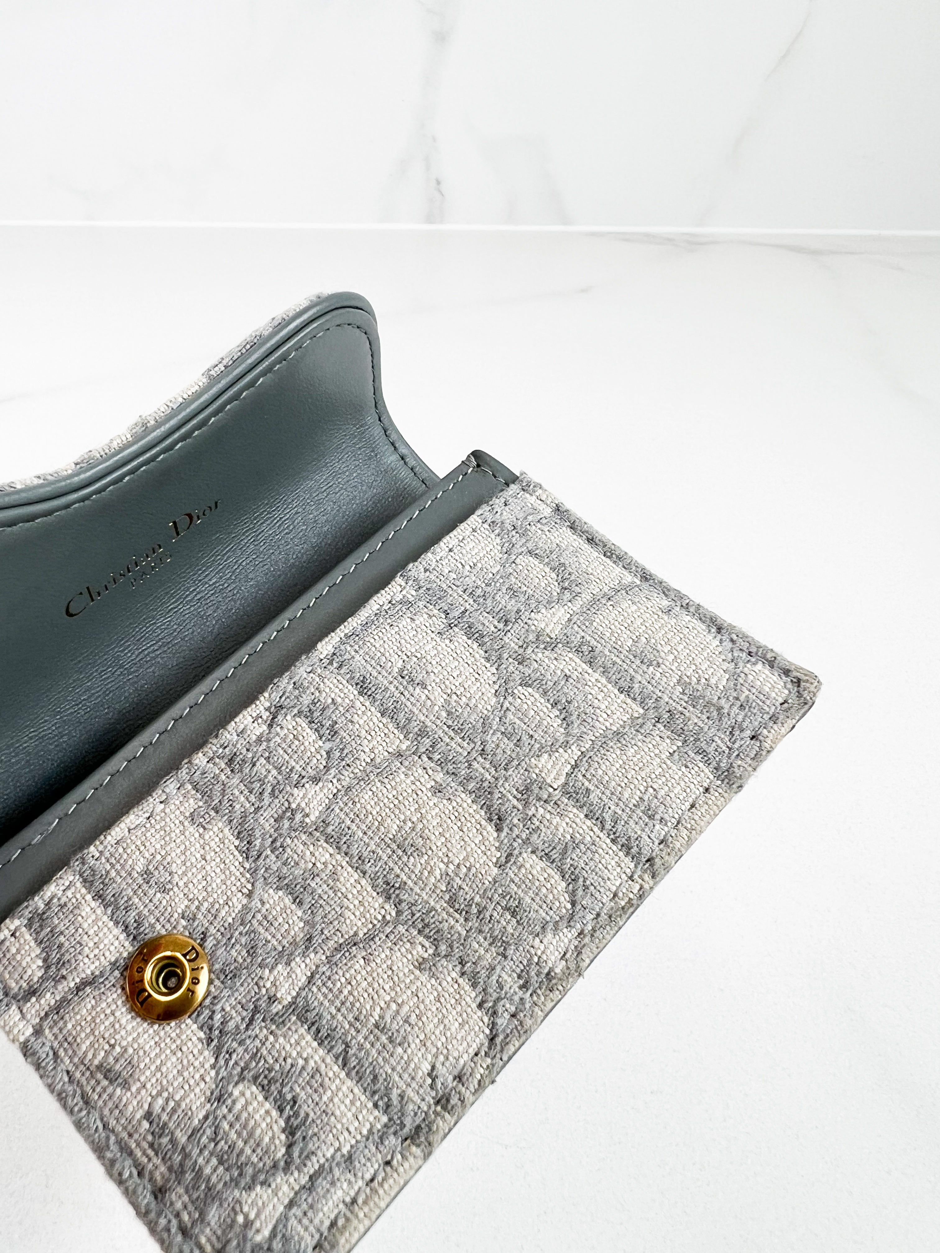 Christian Dior Grey Oblique Jacquard Card Holder