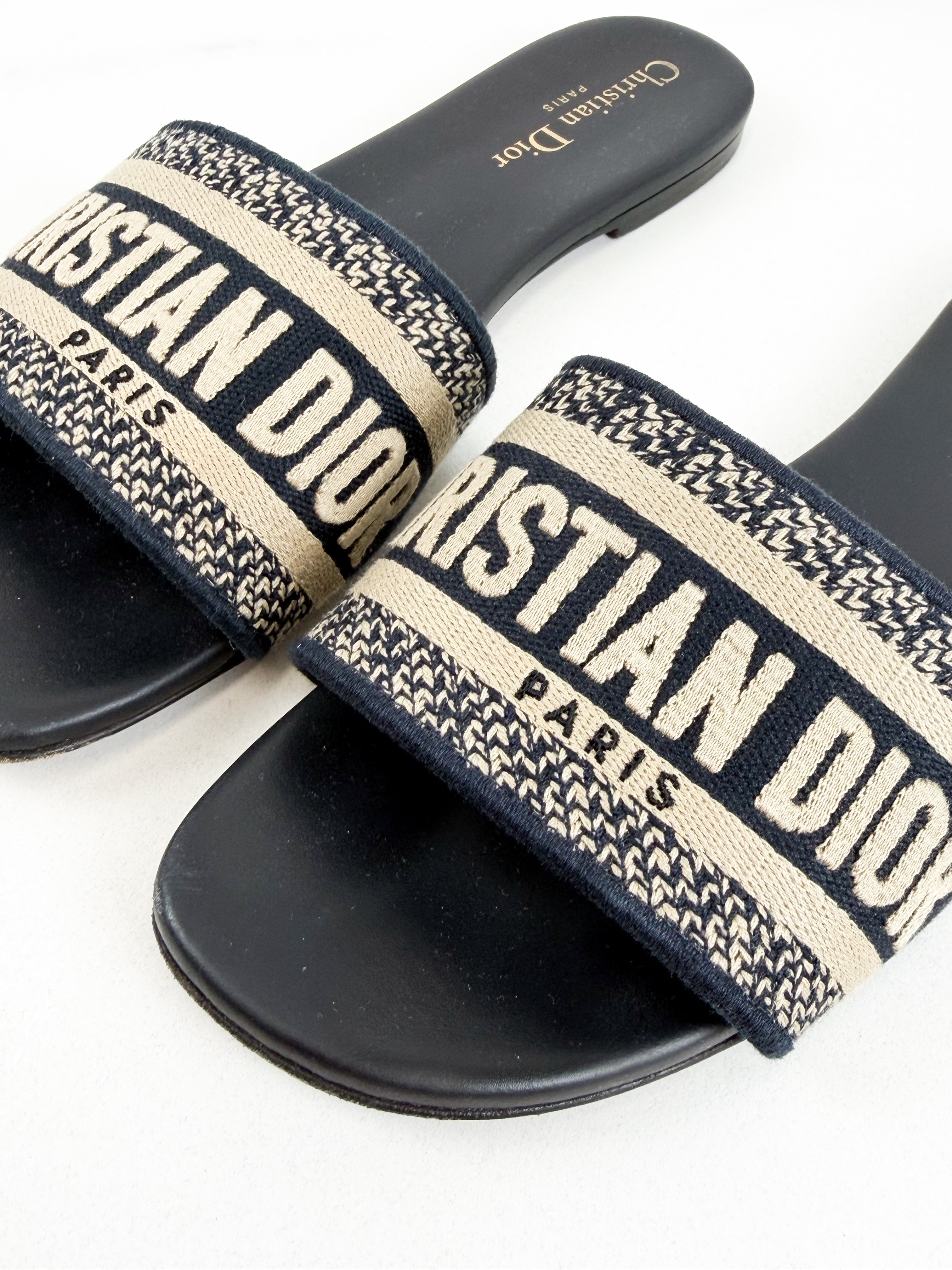 Christian Dior Navy Dway Slides Size 39