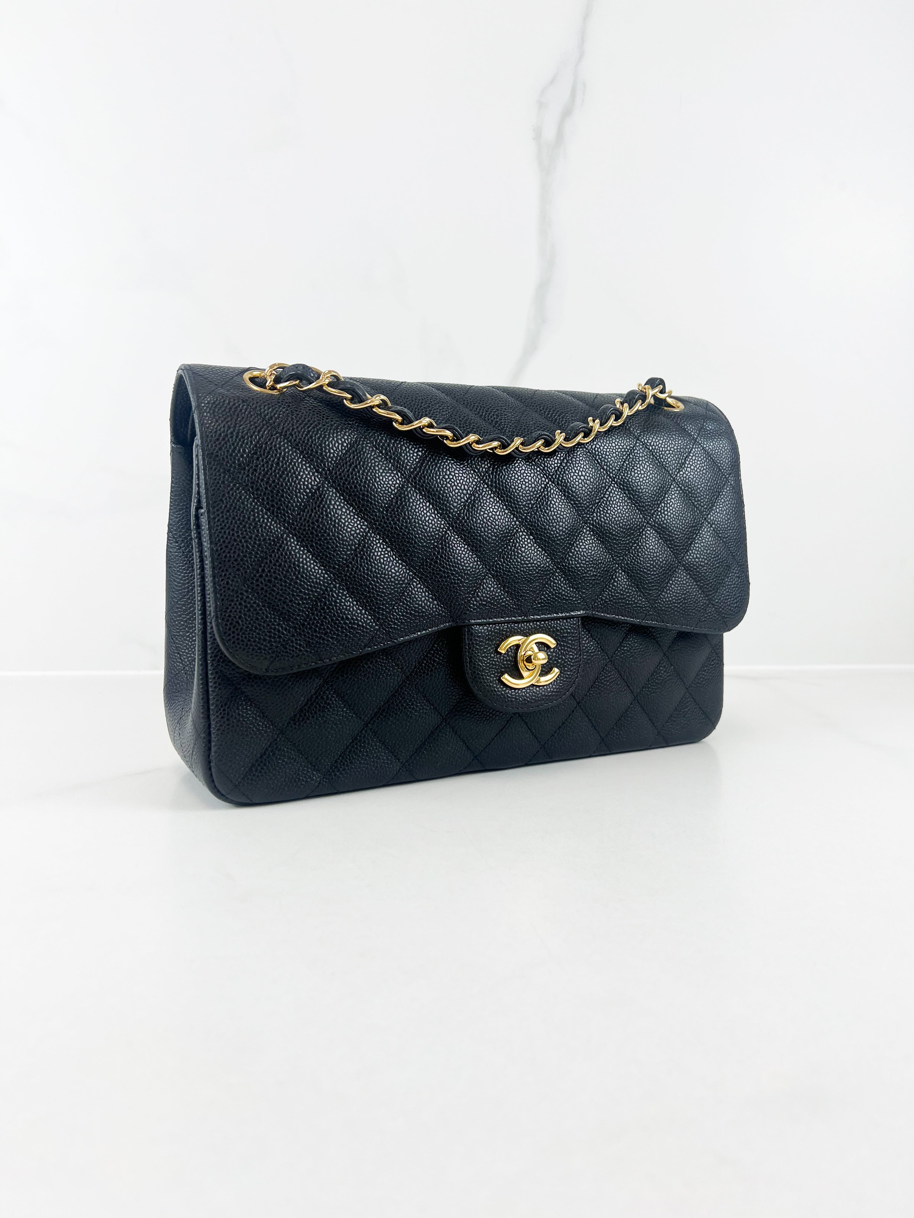 Chanel Jumbo Black Classic Double Flap Caviar Shoulder Bag