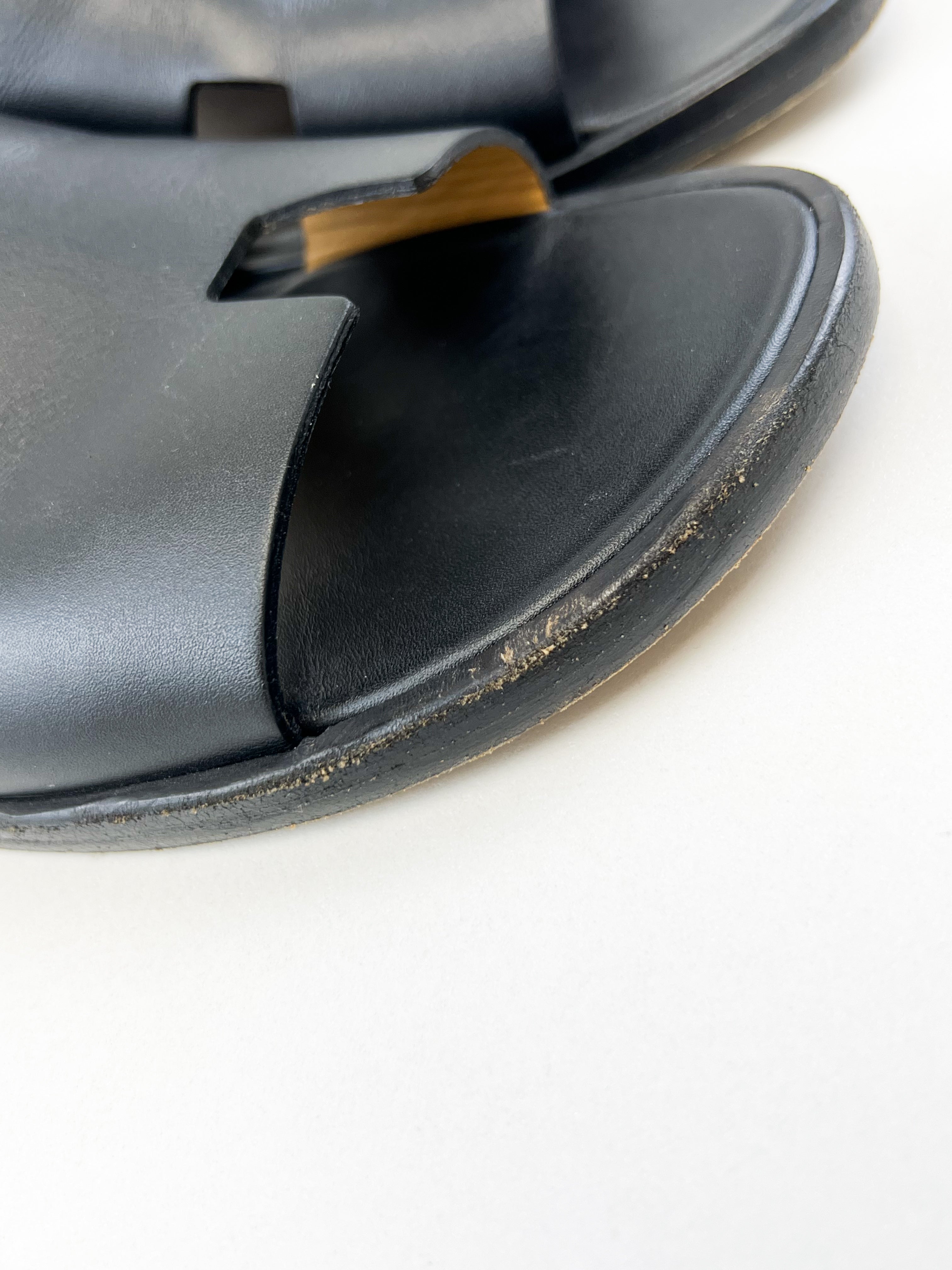 Hermes Black Izmir Sandal Size 42.5