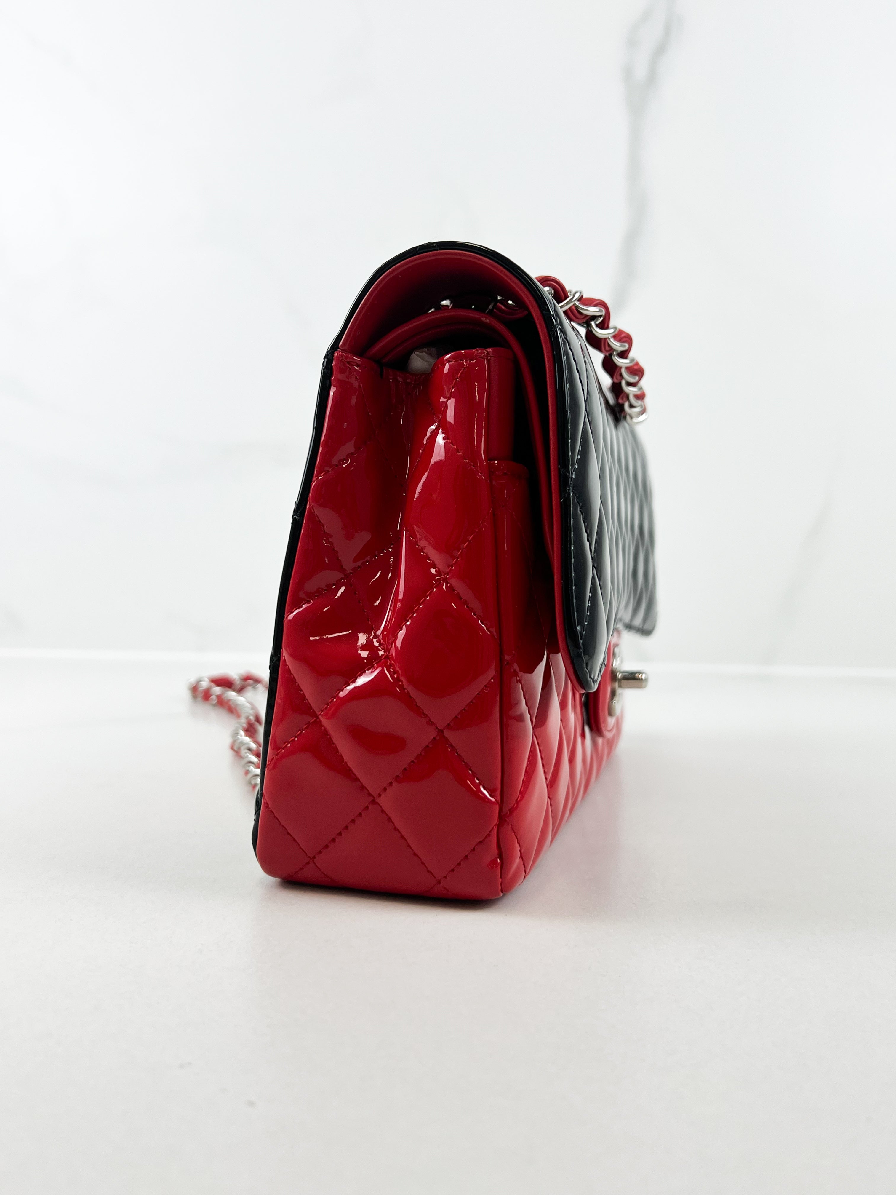 Chanel Small Classic Double Flap Patent Lambskin Shoulder Bag with SHW