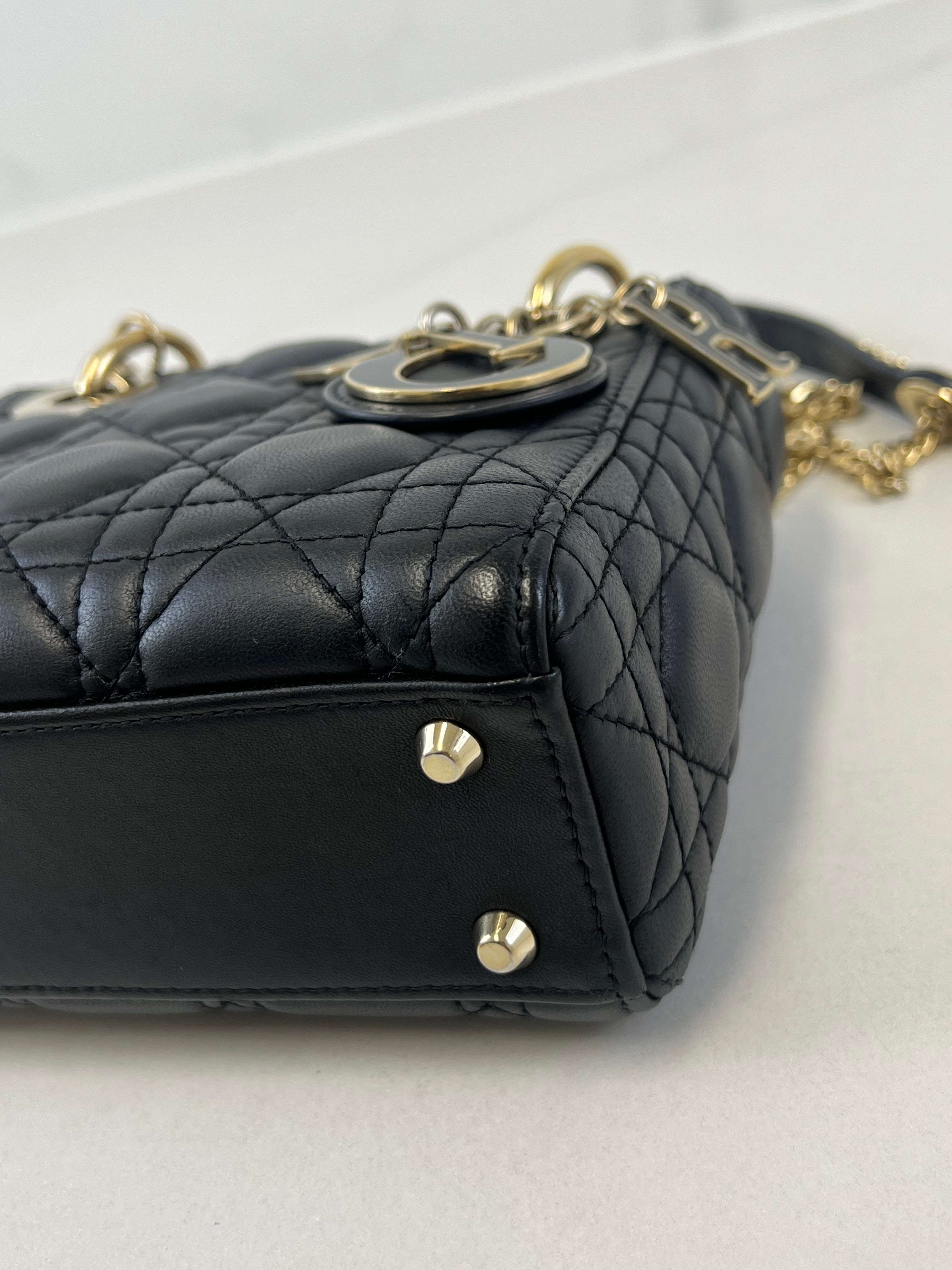 Christian Dior Mini Lady Dior Cannage in Black