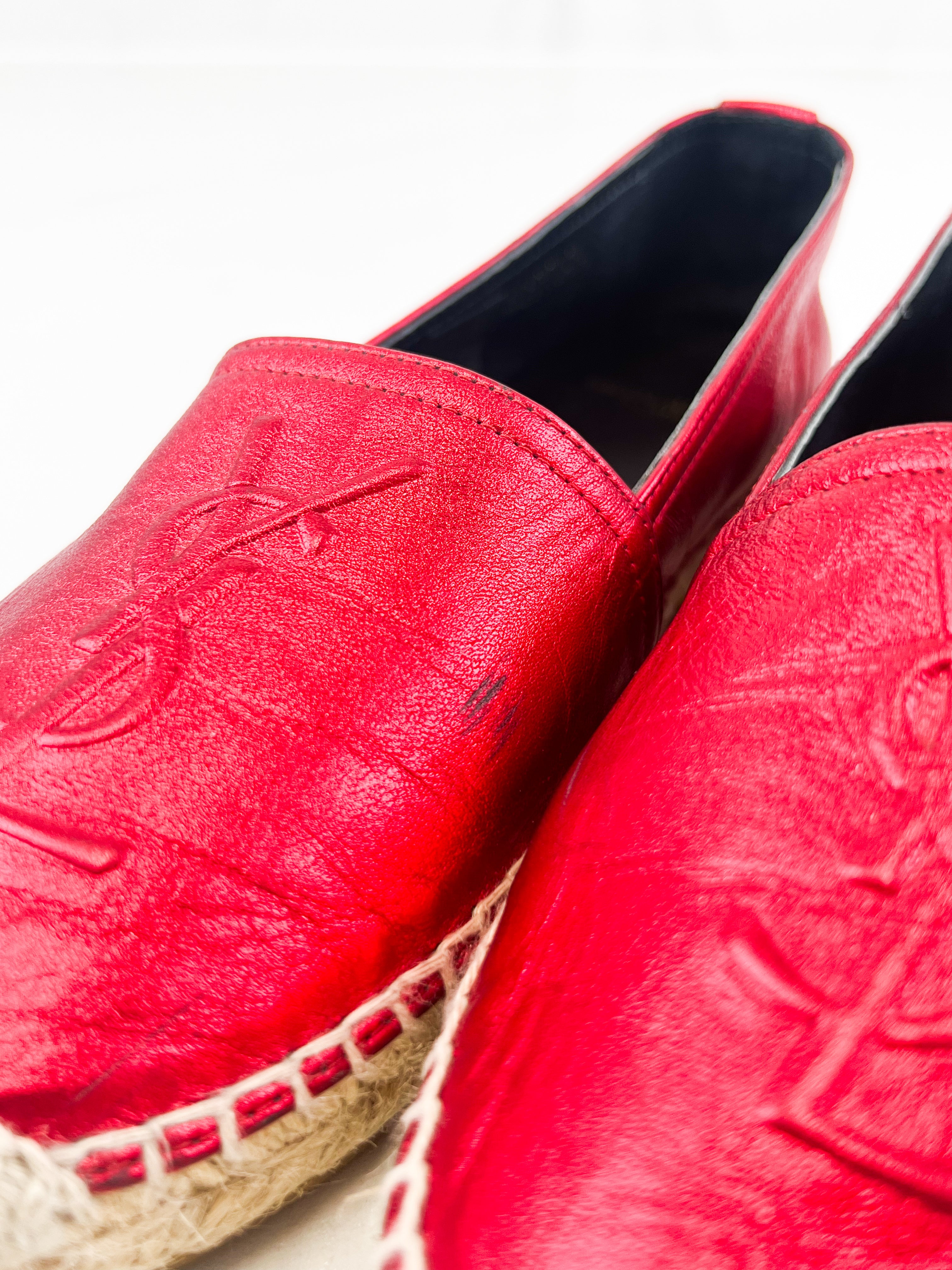 Saint Laurent Monogram Metallic Espadrilles Size 36