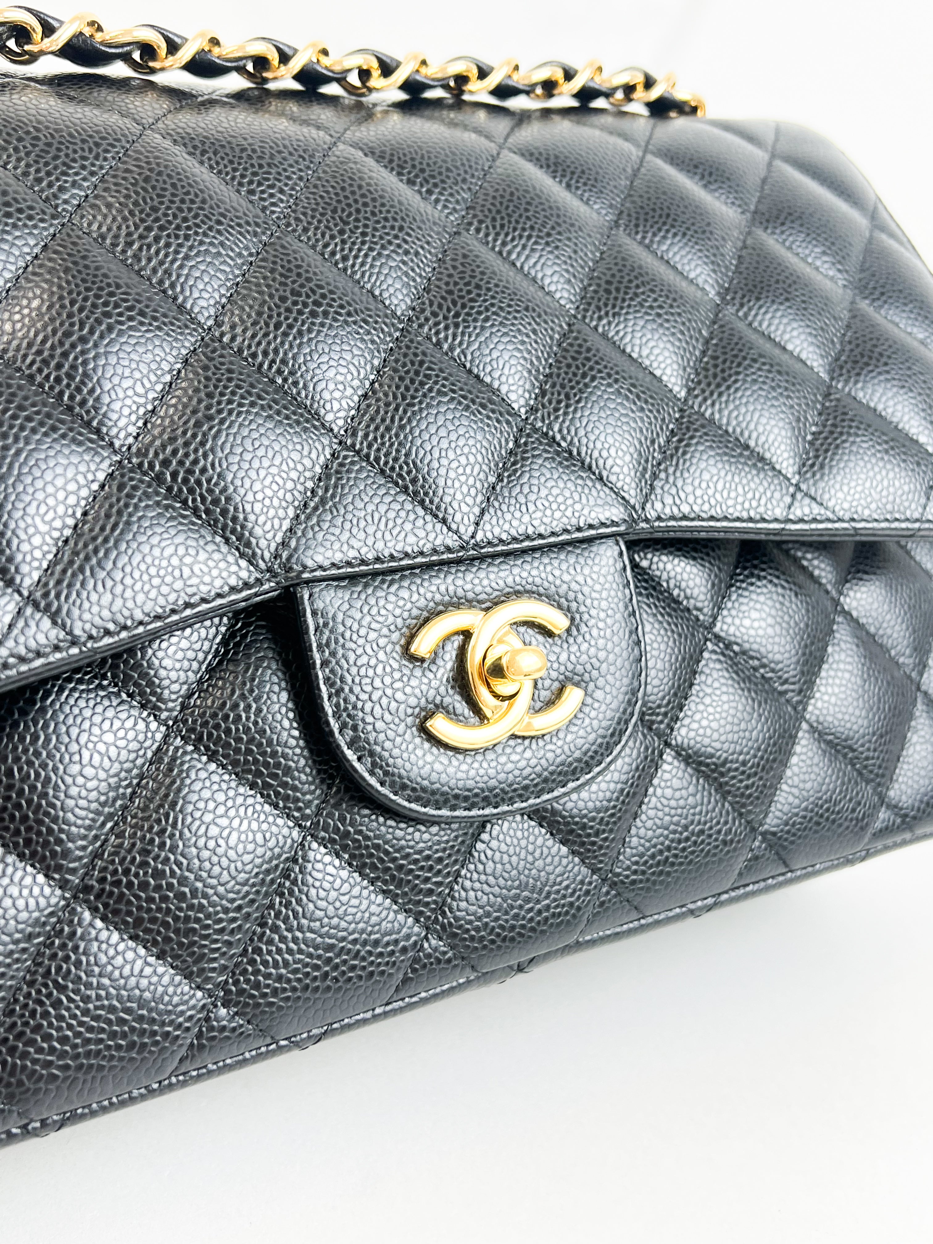 Chanel Jumbo Black Classic Double Flap Caviar Shoulder Bag