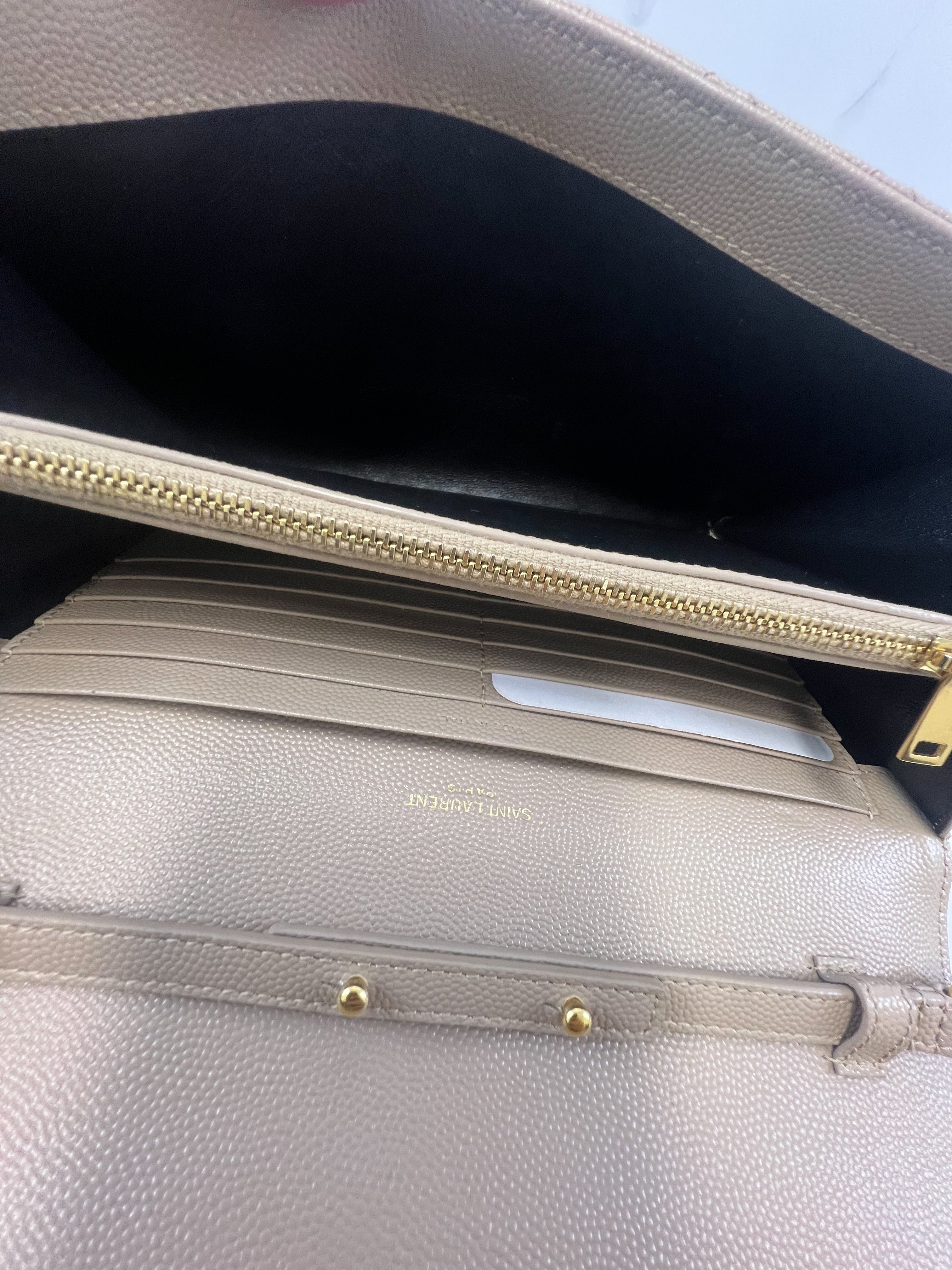 Saint Laurent Nude Envelope Shoulder Bag GHW