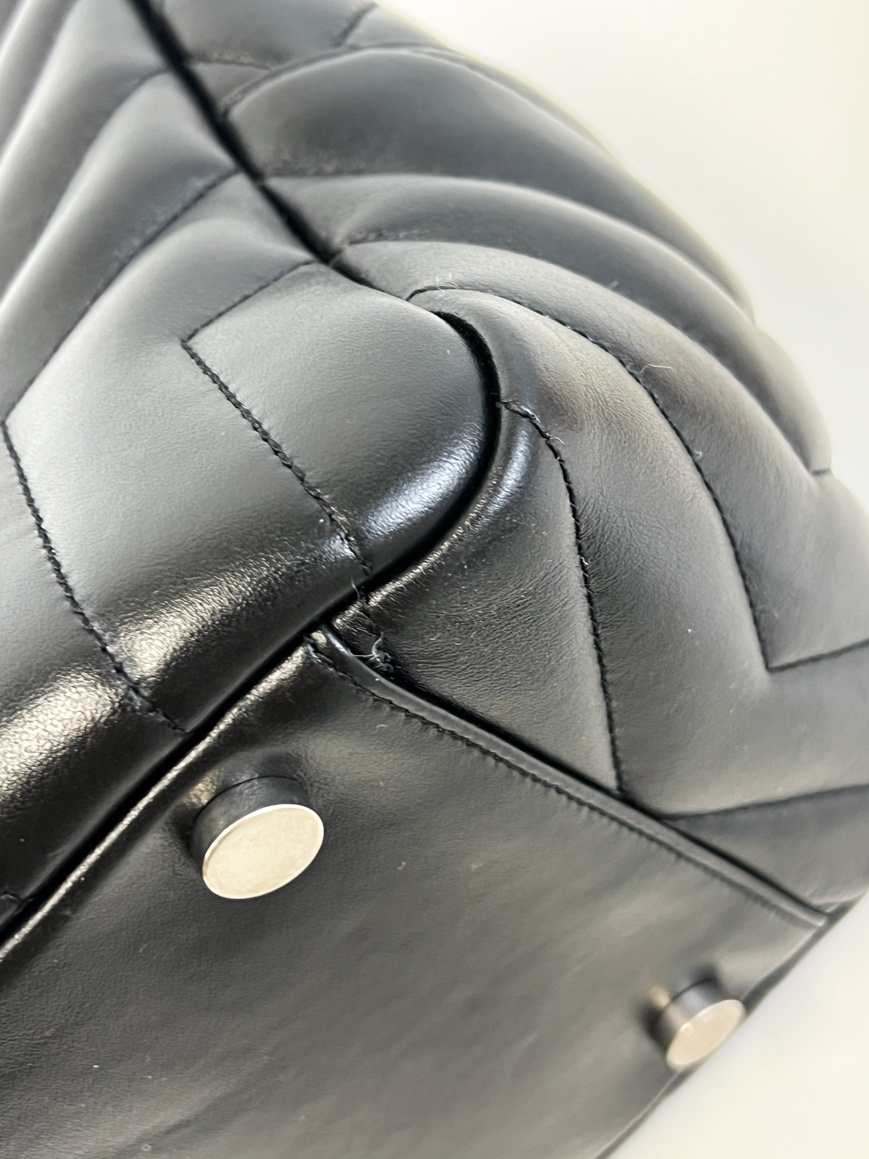Saint Laurent Black Quilted Lambskin Bowling Bag