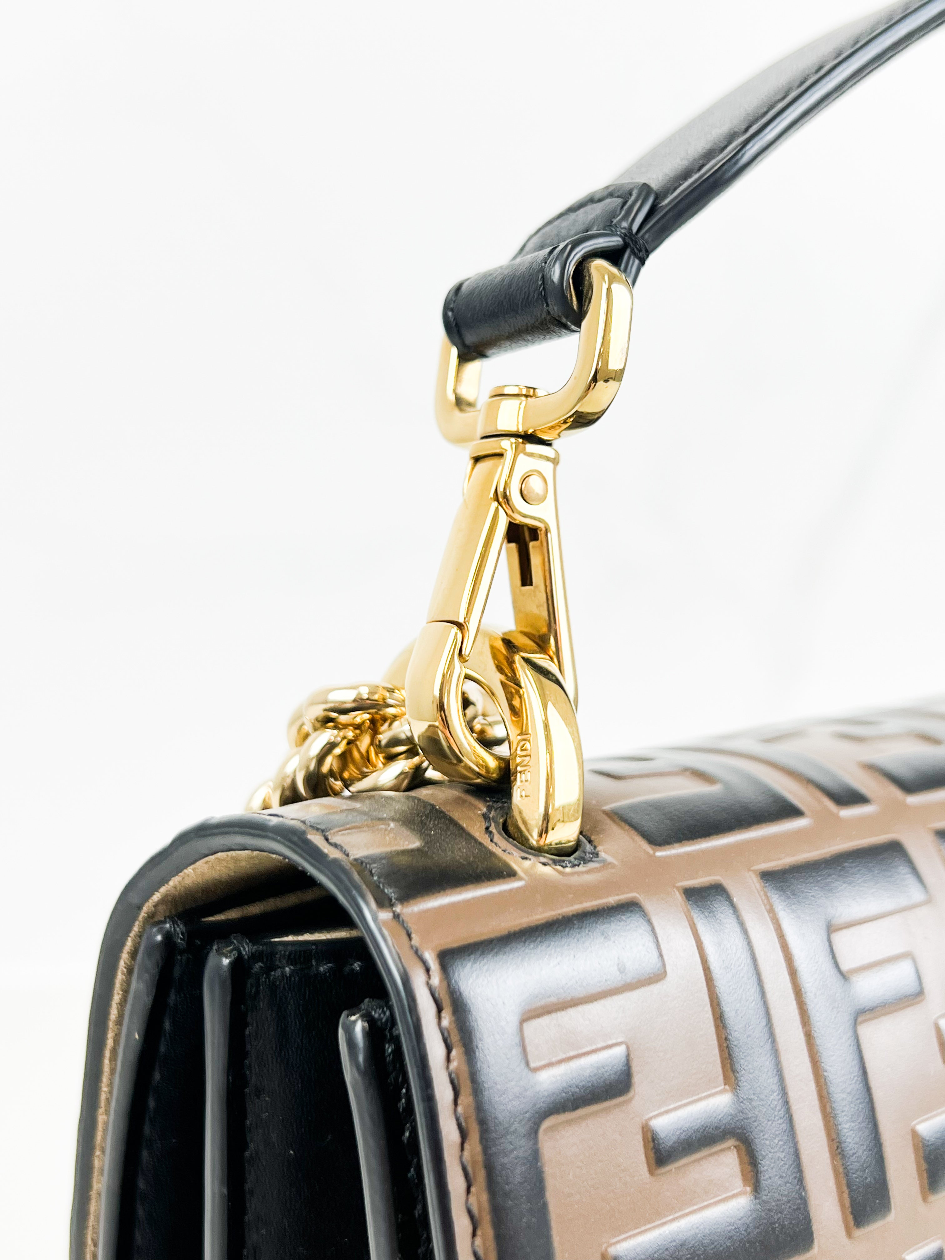 Fendi Kan I Medium Embossed Shoulder Flap Bag