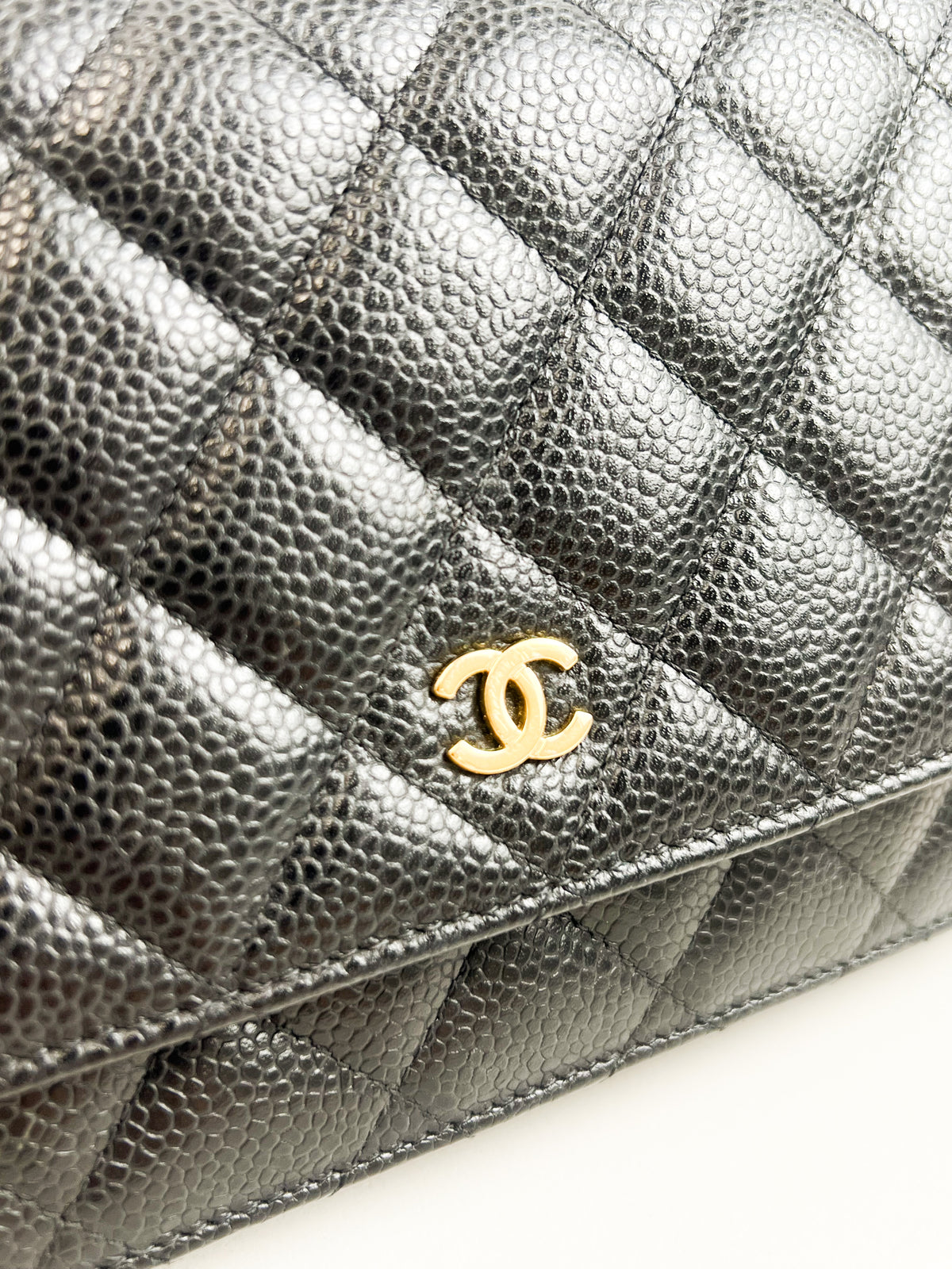 Chanel Black Classic Caviar CC WOC with GHW