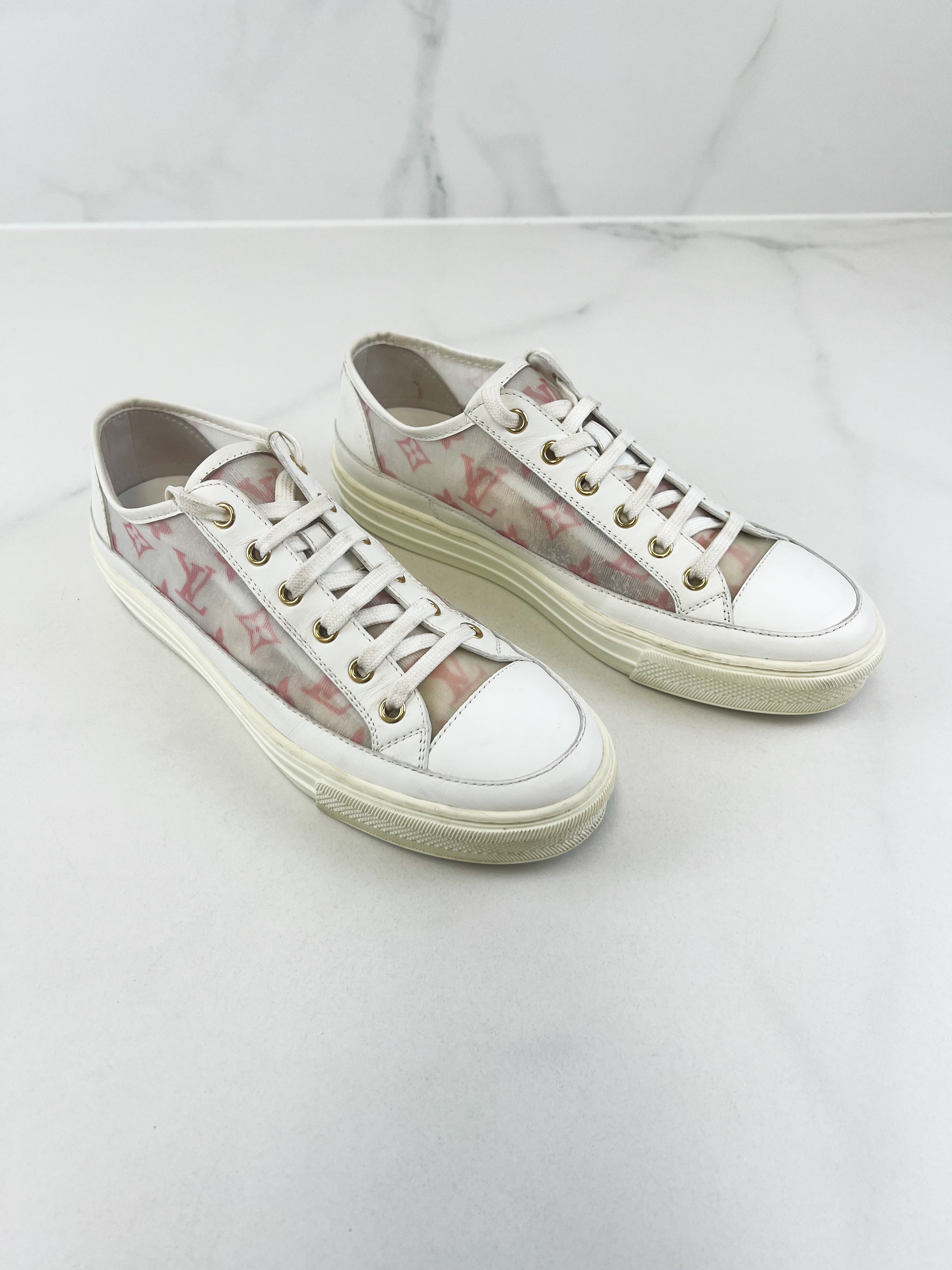 Louis Vuitton Monogram Pink & White Stellar Sneaker Size 38