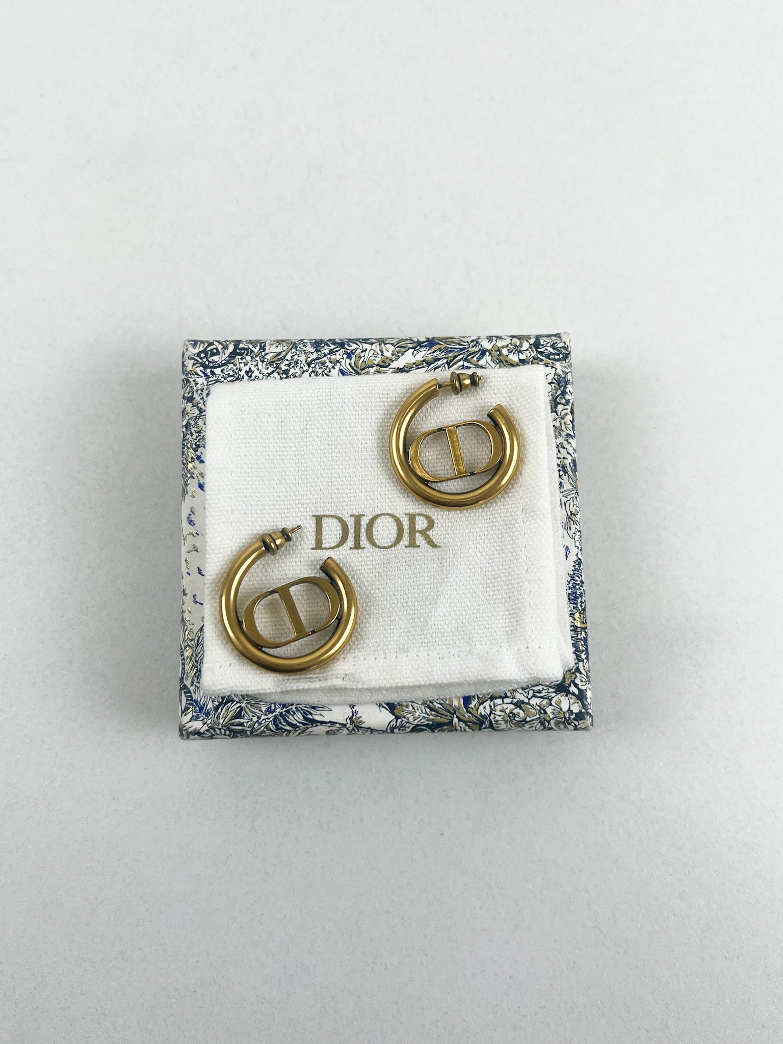 Christian Dior CD Logo Hoop Earrings in Gold