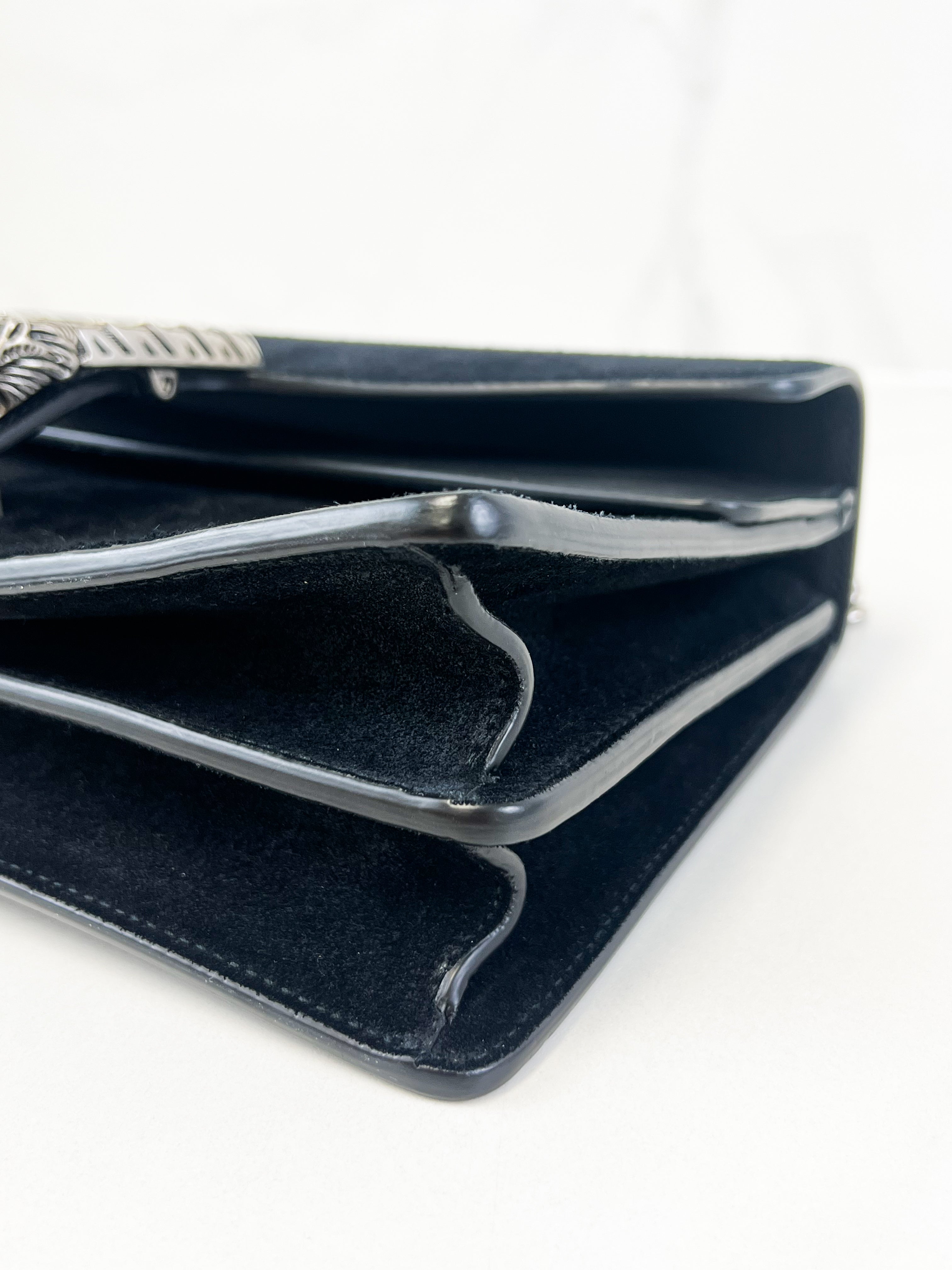 Gucci Black Medium Velvet Dionysus with Leather Detail