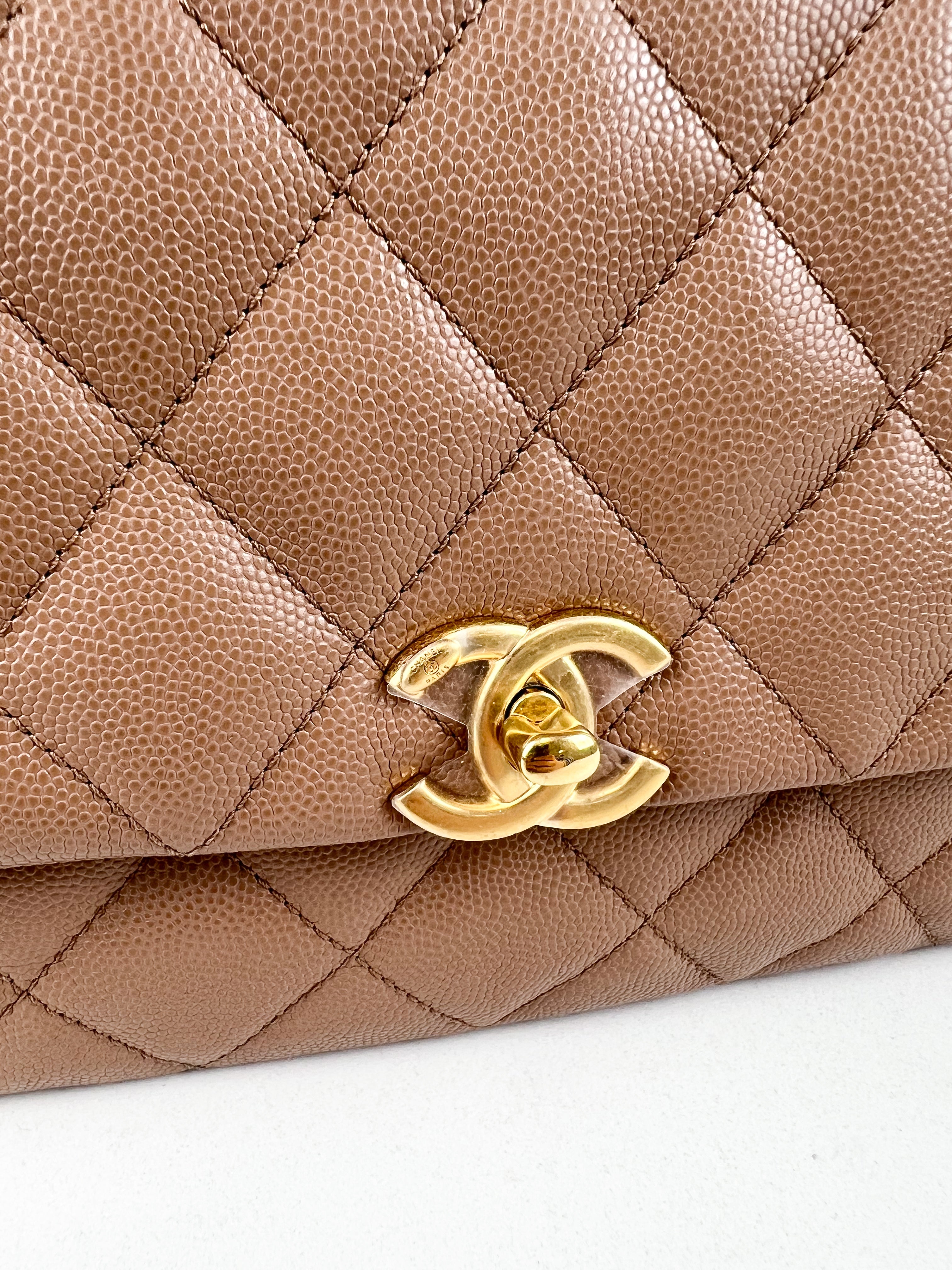 Chanel Coco First Flap in Dark Beige Caviar Leather with GHW